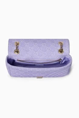 Medium GG Marmont Shoulder Bag in Chevron Denim