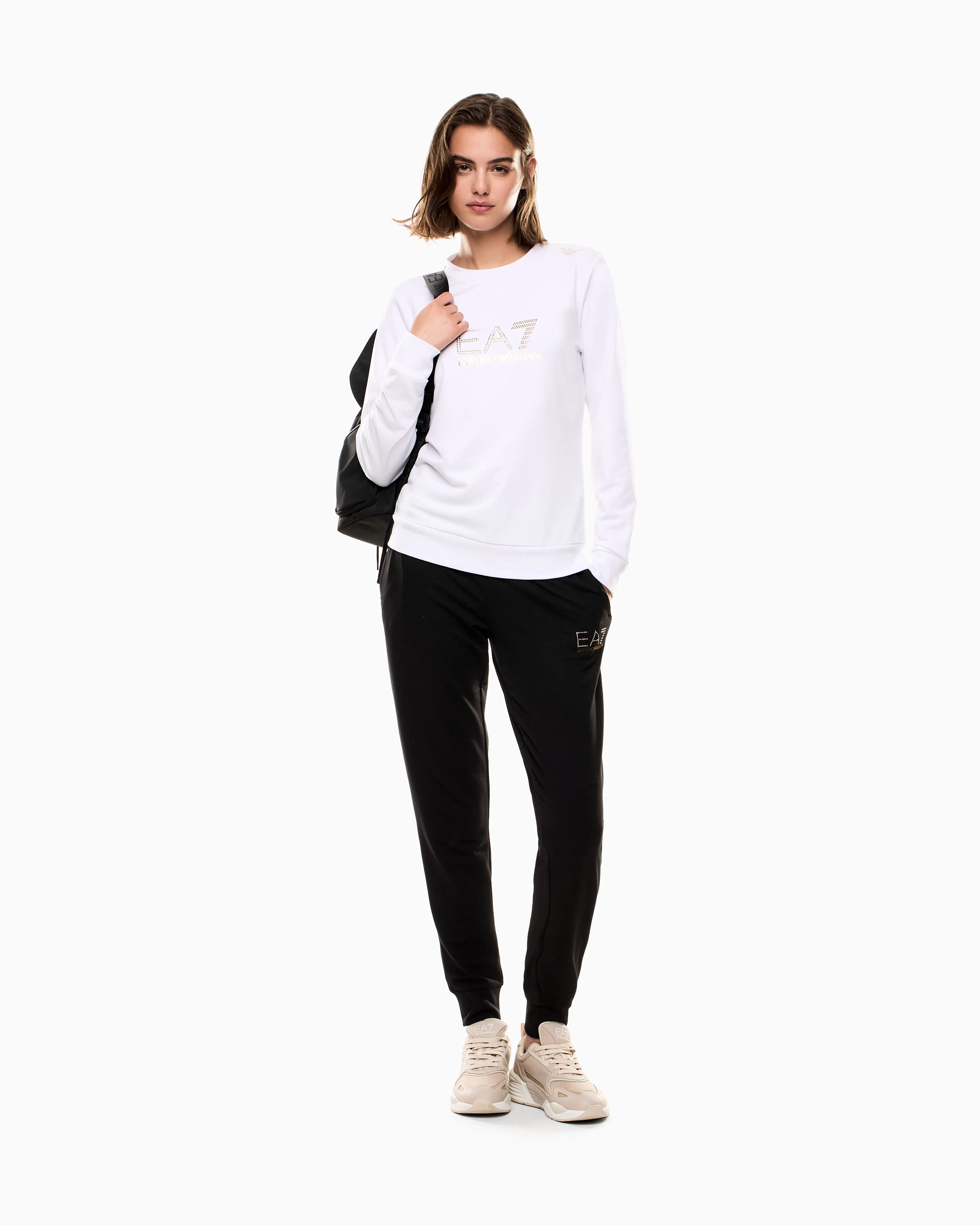 EA7 Stretch sweatshirt in a viscose blend with studs Evolution