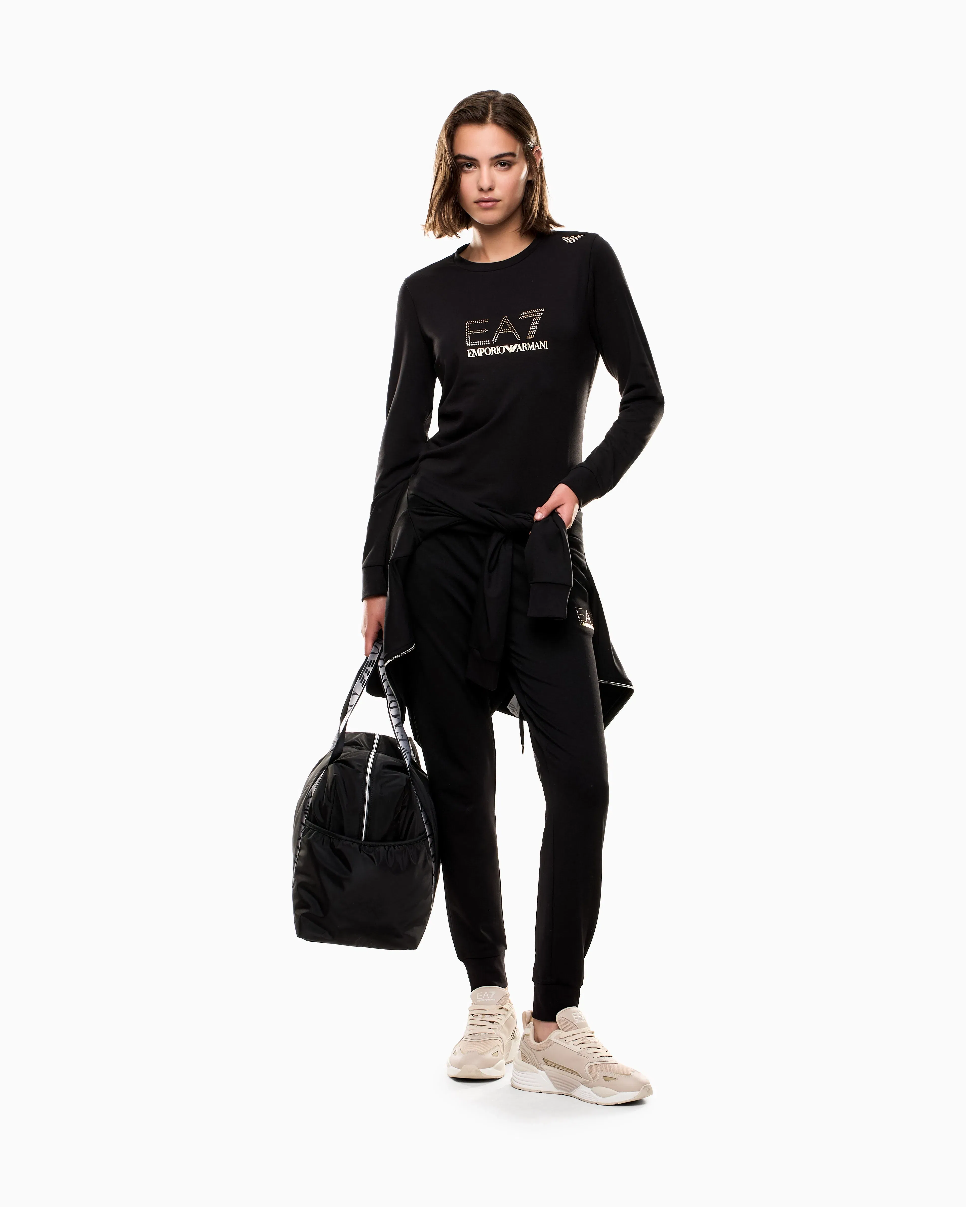 EA7 Stretch sweatshirt in a viscose blend with studs Evolution