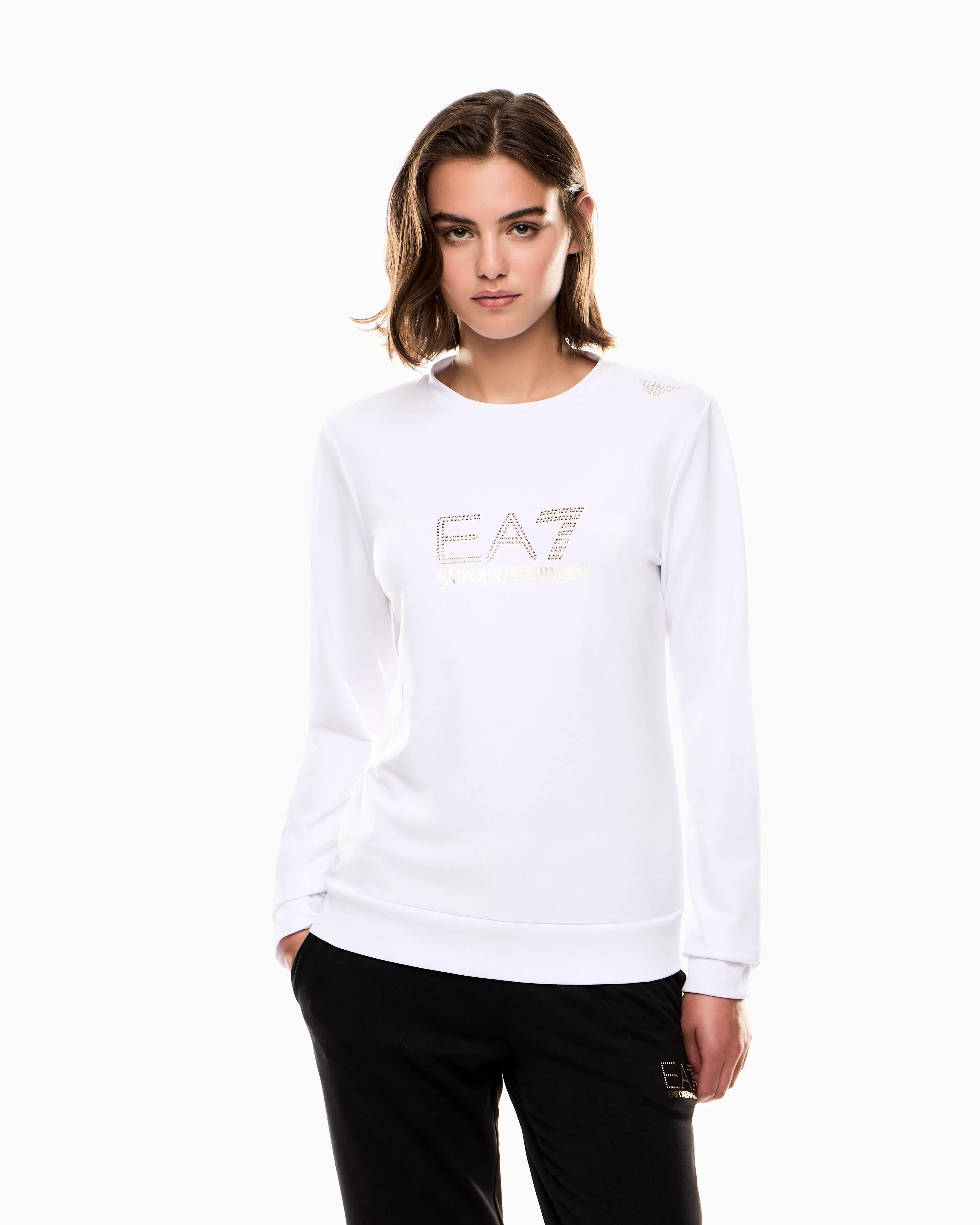 EA7 Stretch sweatshirt in a viscose blend with studs Evolution