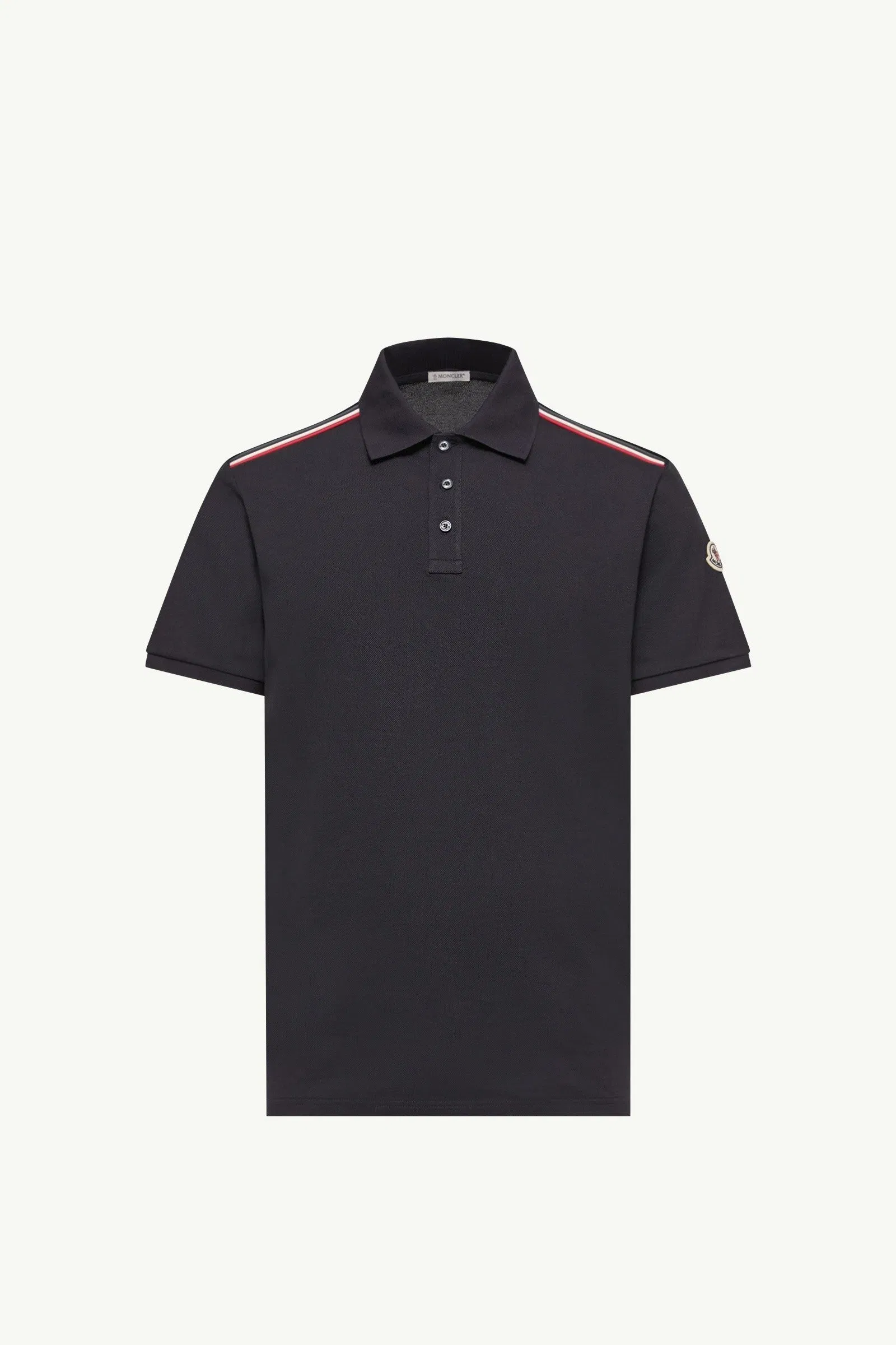 Moncler Tricolor-Trimmed Cotton Piquet Polo Shirt Dark Blue Dark Blue