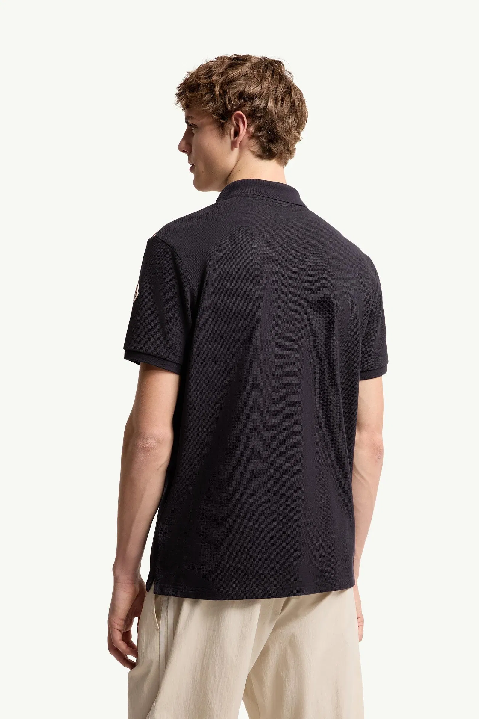 Moncler Tricolor-Trimmed Cotton Piquet Polo Shirt Dark Blue Dark Blue