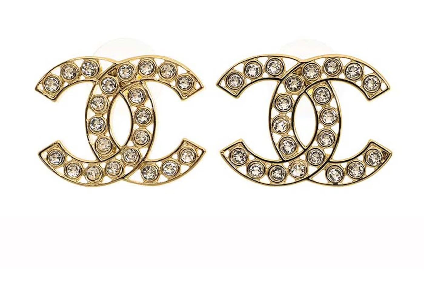 Chanel Hollow Cc Logo Earrings Gold Aba870