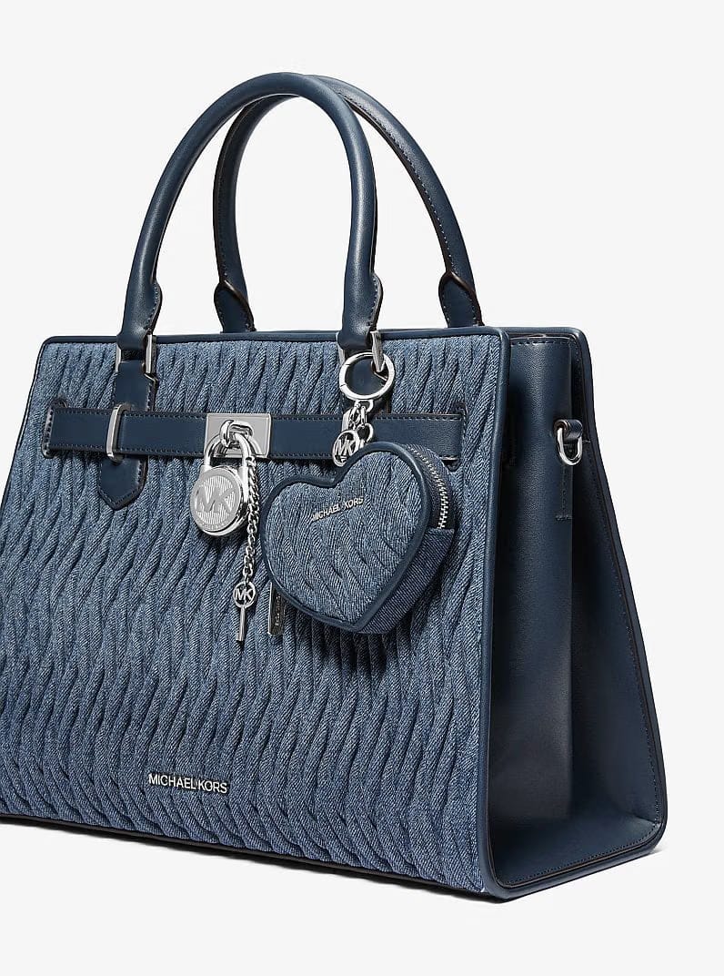 Michael Kors Jet Set Travel Matelasse Denim Heart Coin Pouch Denim