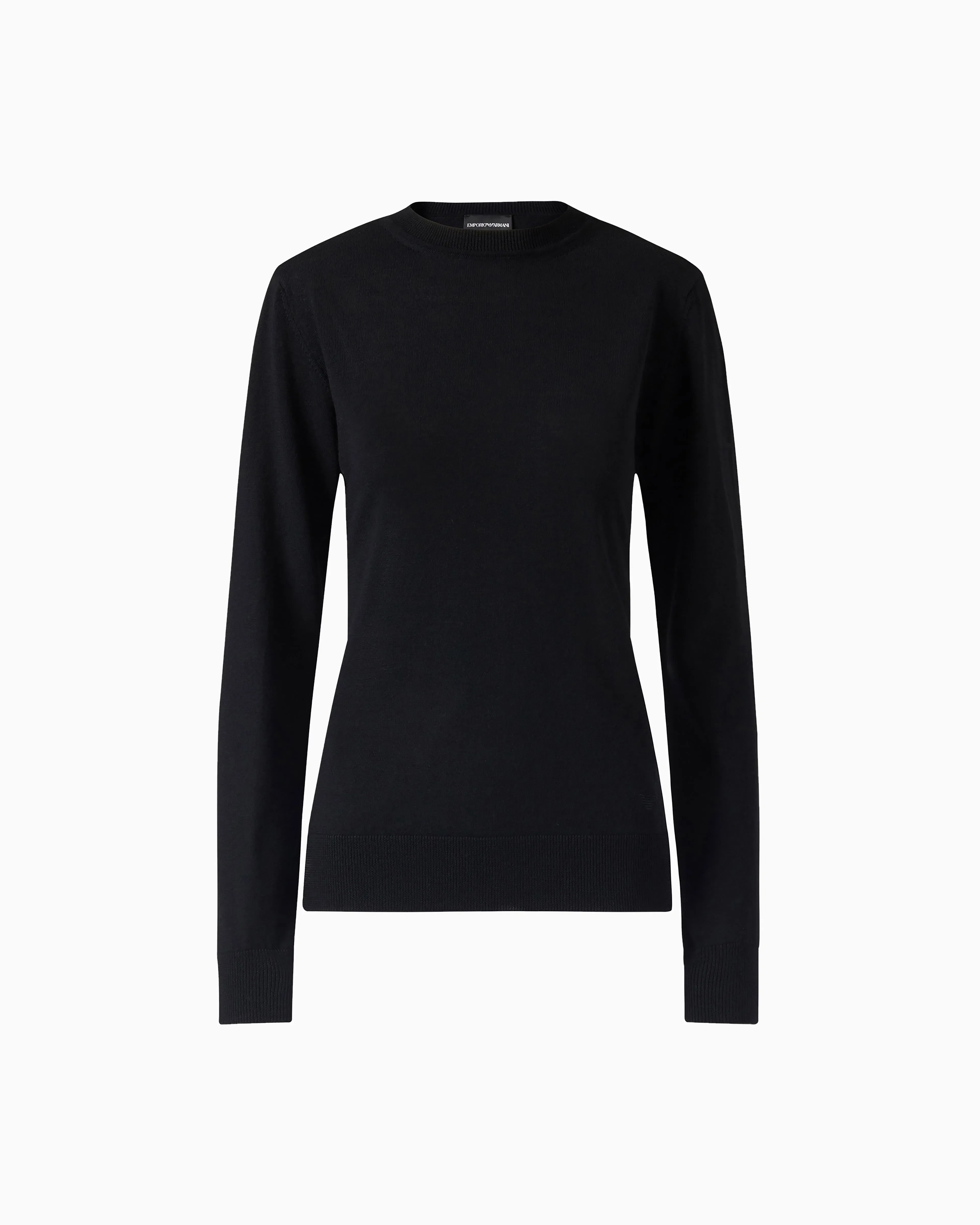 Emporio Armani Crew neck jumper in pure virgin wool with ribbed edges