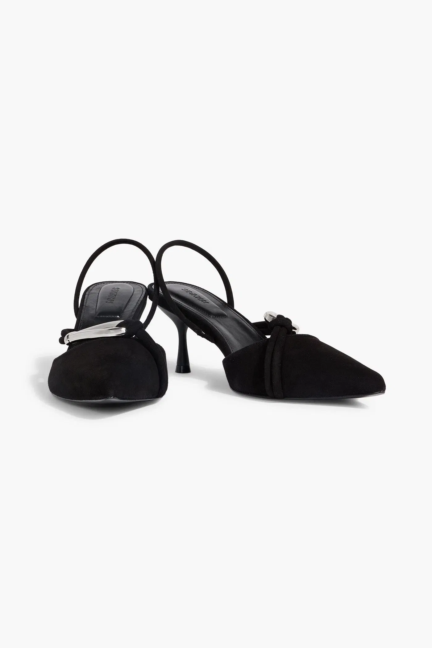 Simkhai Love Knot Embellished Suede Slingback Pumps Black Women's