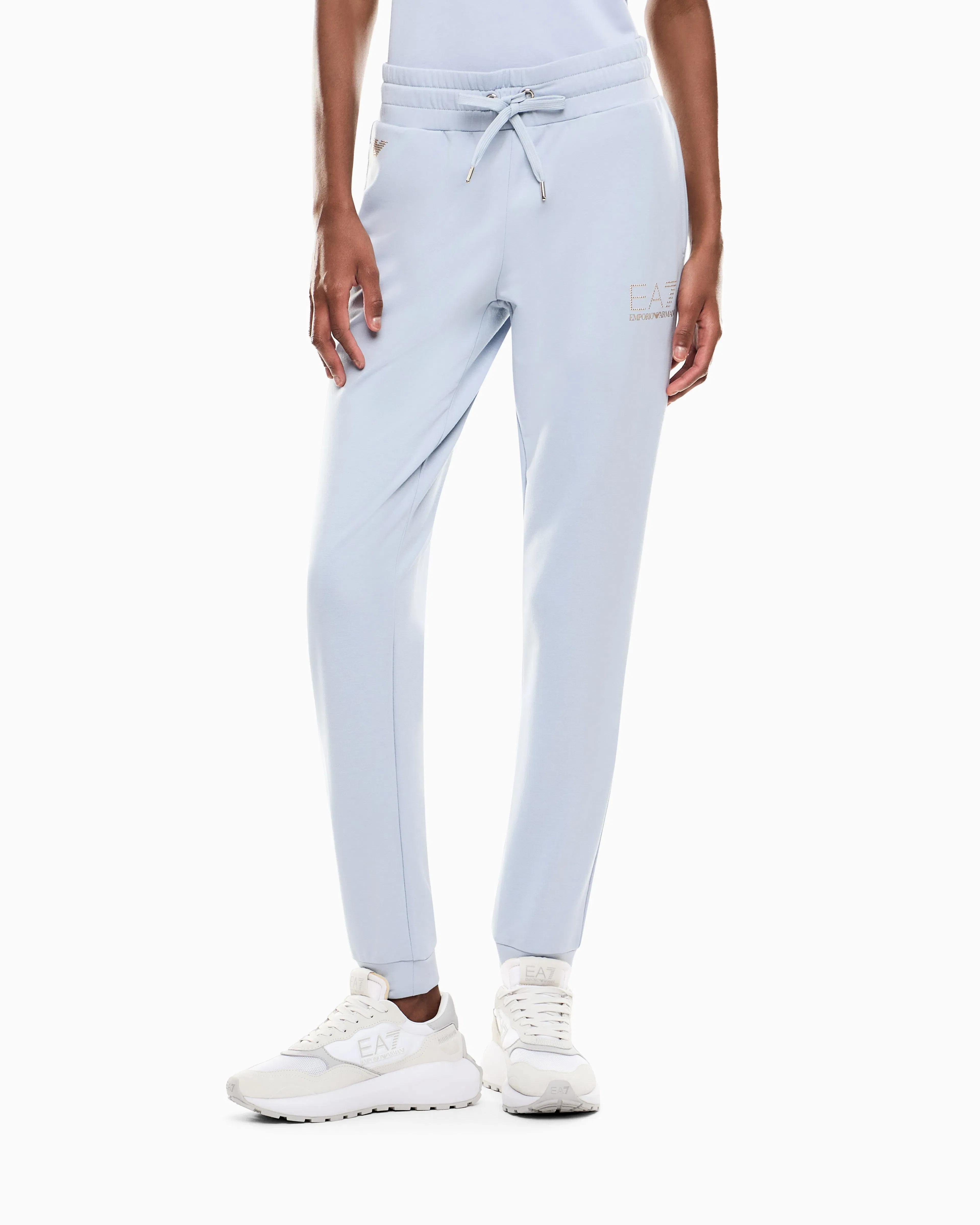 EA7 Viscose joggers with a studded logo and drawstring Evolution