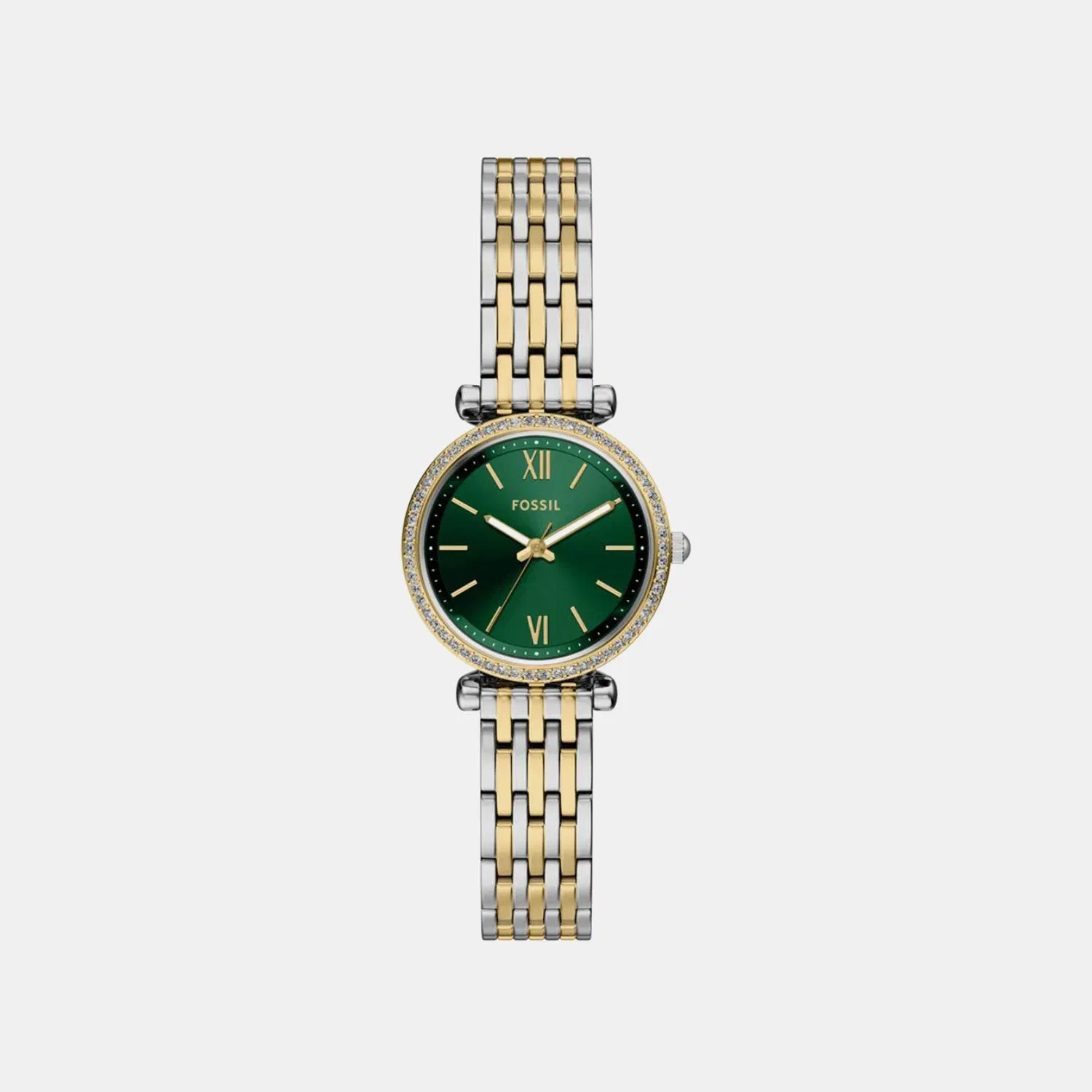 Fossil Carlie Women Quartz Green Dial Analog Stainless Steel Watch Es5439