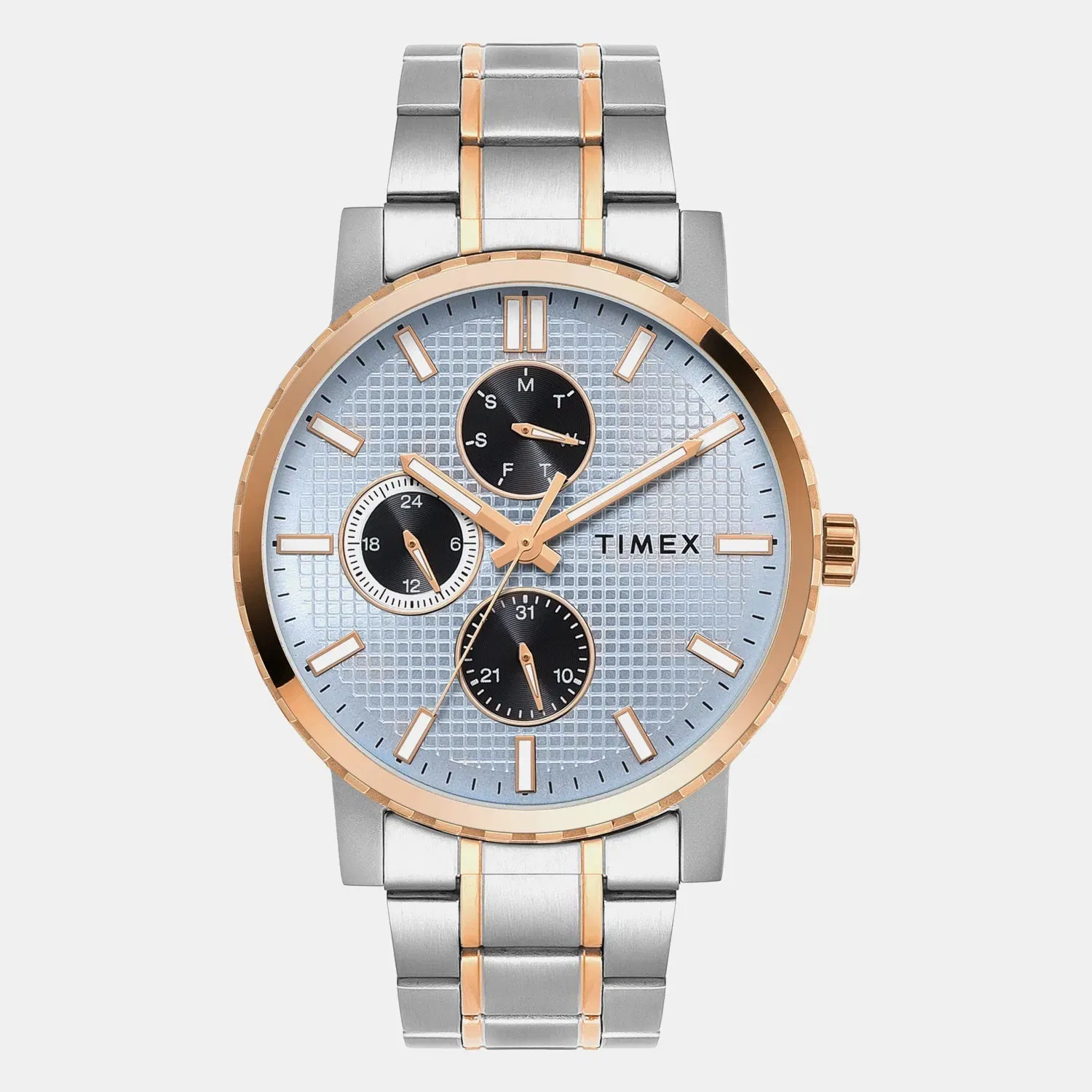 Timex Trendline Men Quartz Blue Dial Multi-Function Stainless Steel Watch Tweg34702