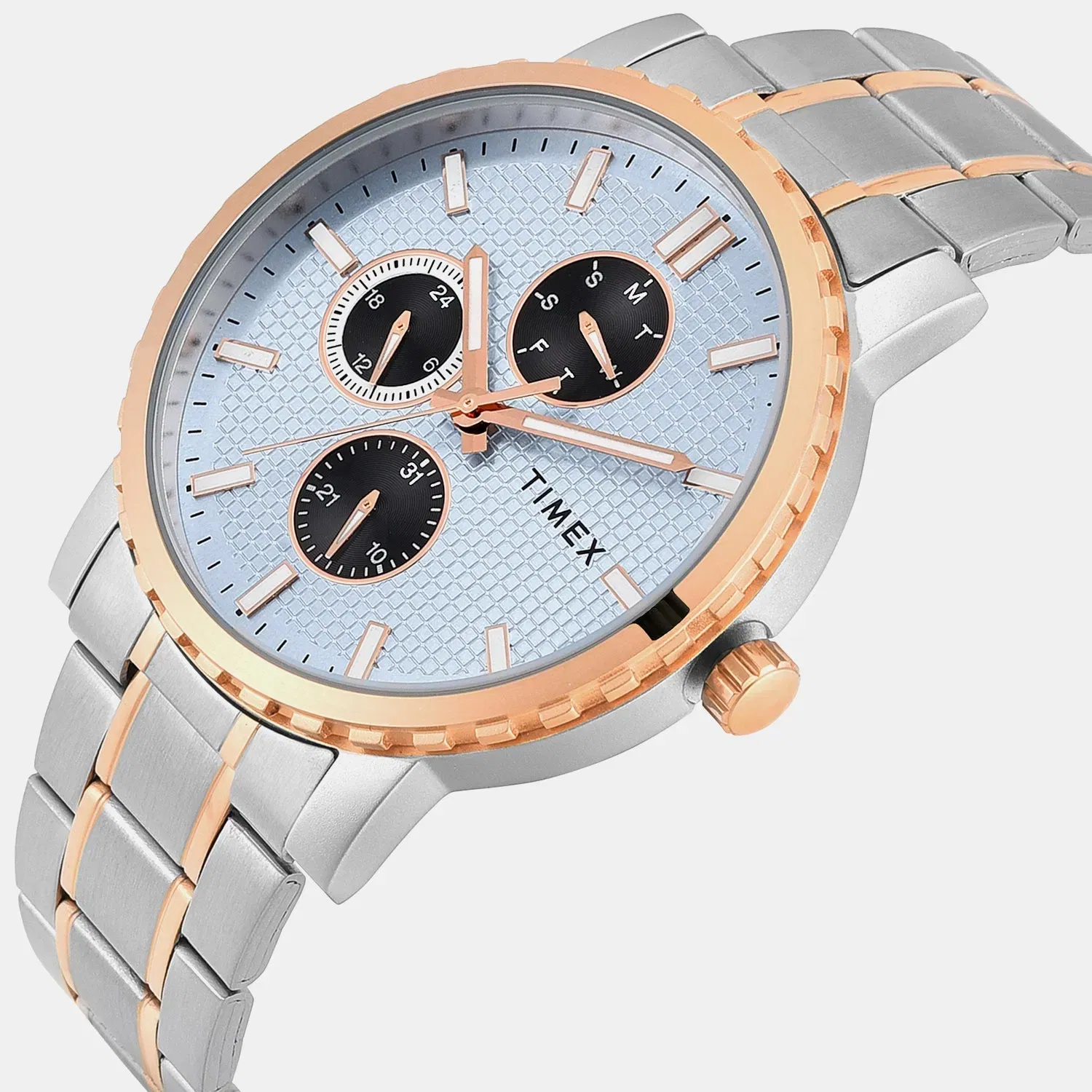 Timex Trendline Men Quartz Blue Dial Multi-Function Stainless Steel Watch Tweg34702