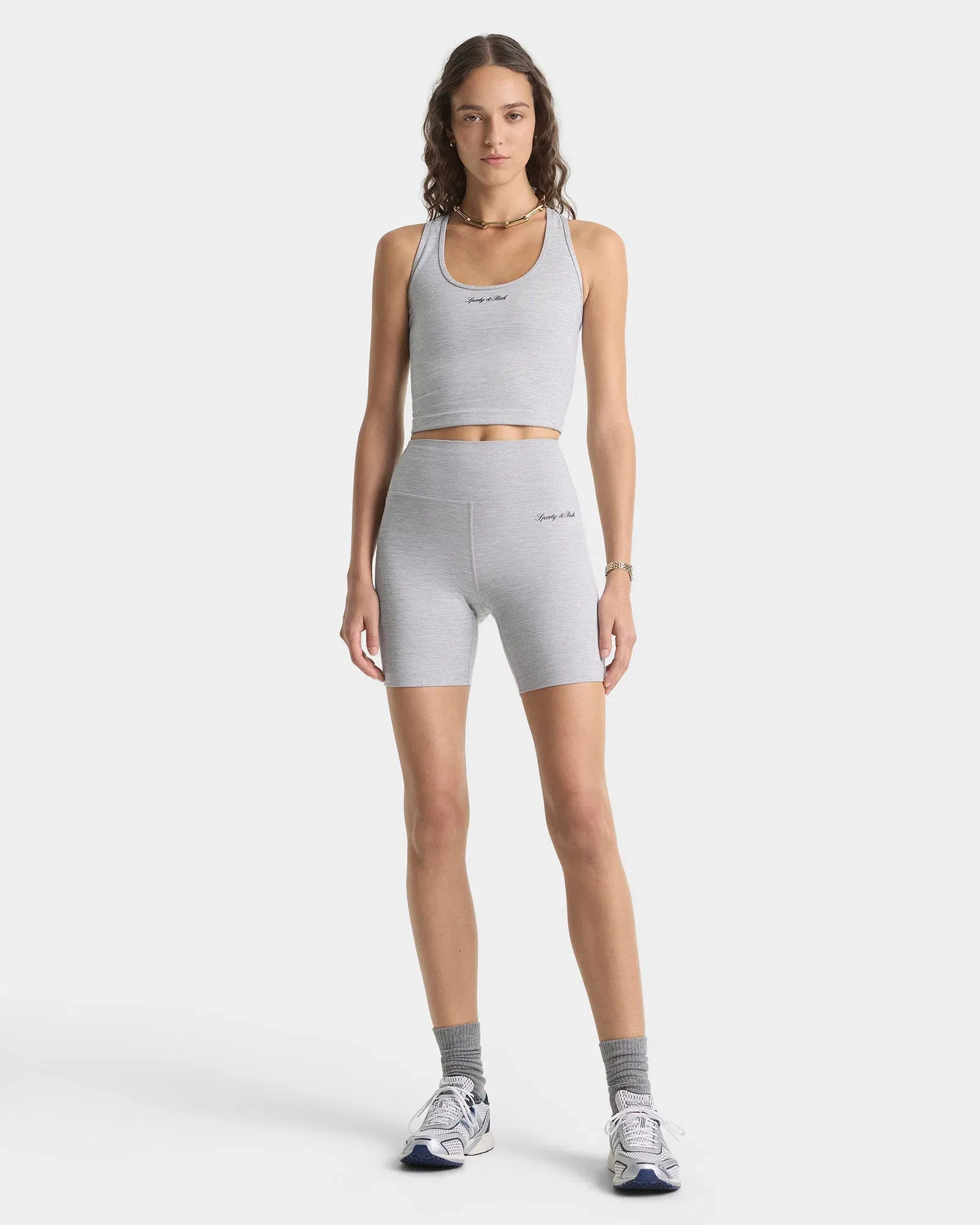 Signature Logo Biker Short - Heather Gray