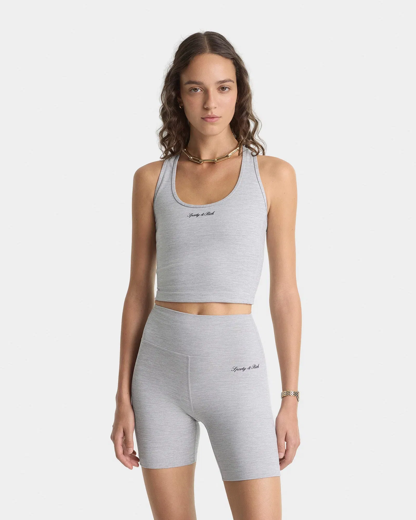 Signature Logo Biker Short - Heather Gray
