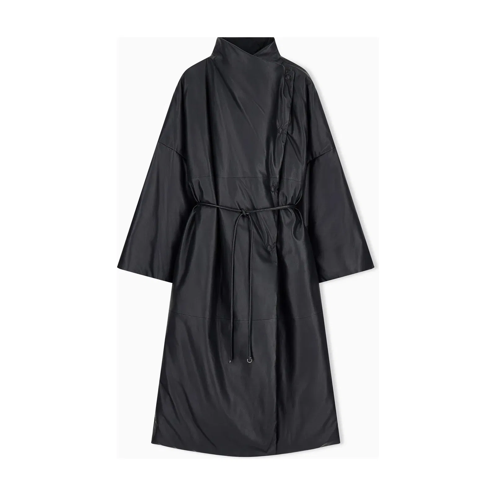 Emporio Armani reversible oversized long down jacket in lambskin nappa leather