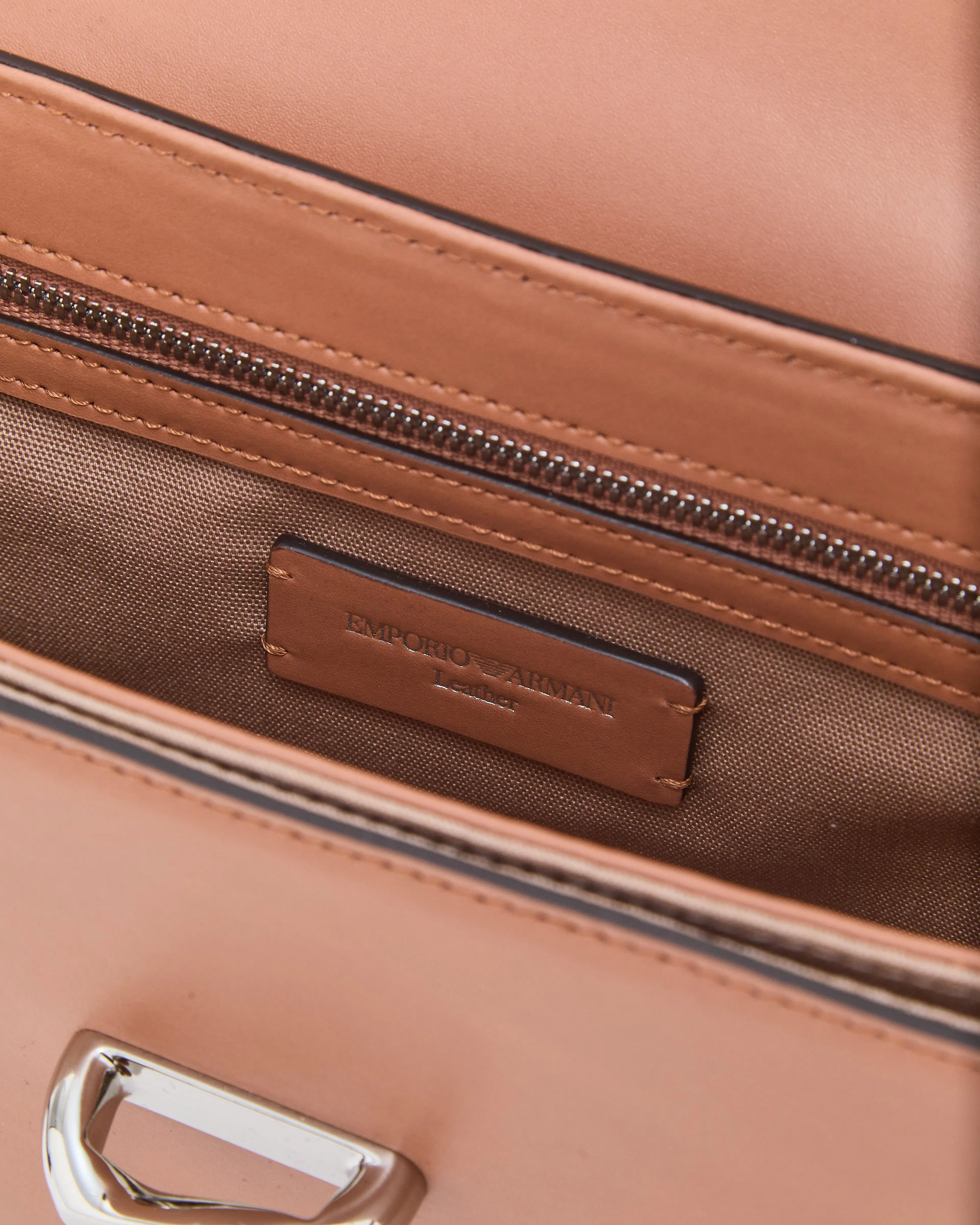 Emporio Armani Top handle bag in smooth leather with a metal clasp
