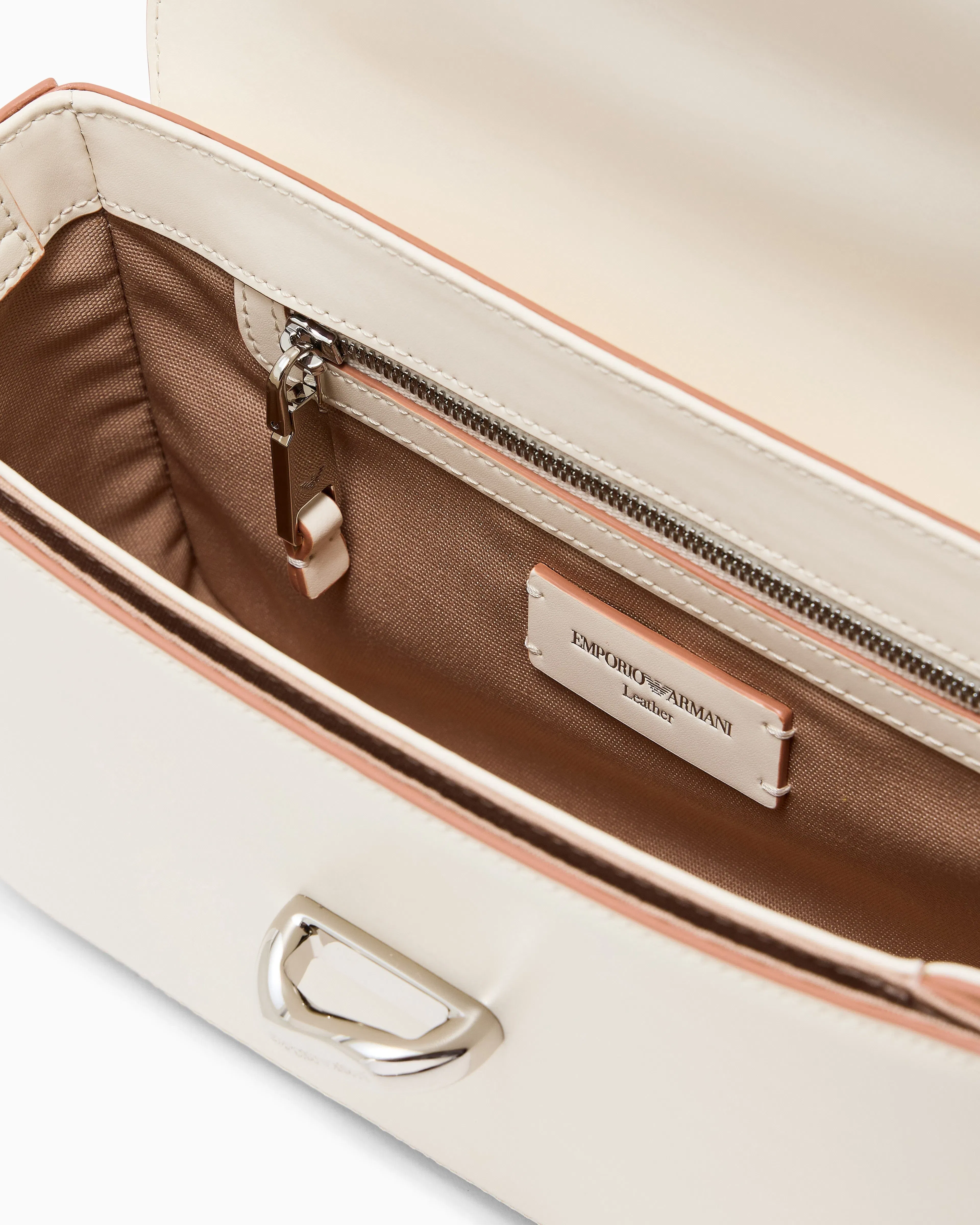 Emporio Armani Top handle bag in smooth leather with a metal clasp