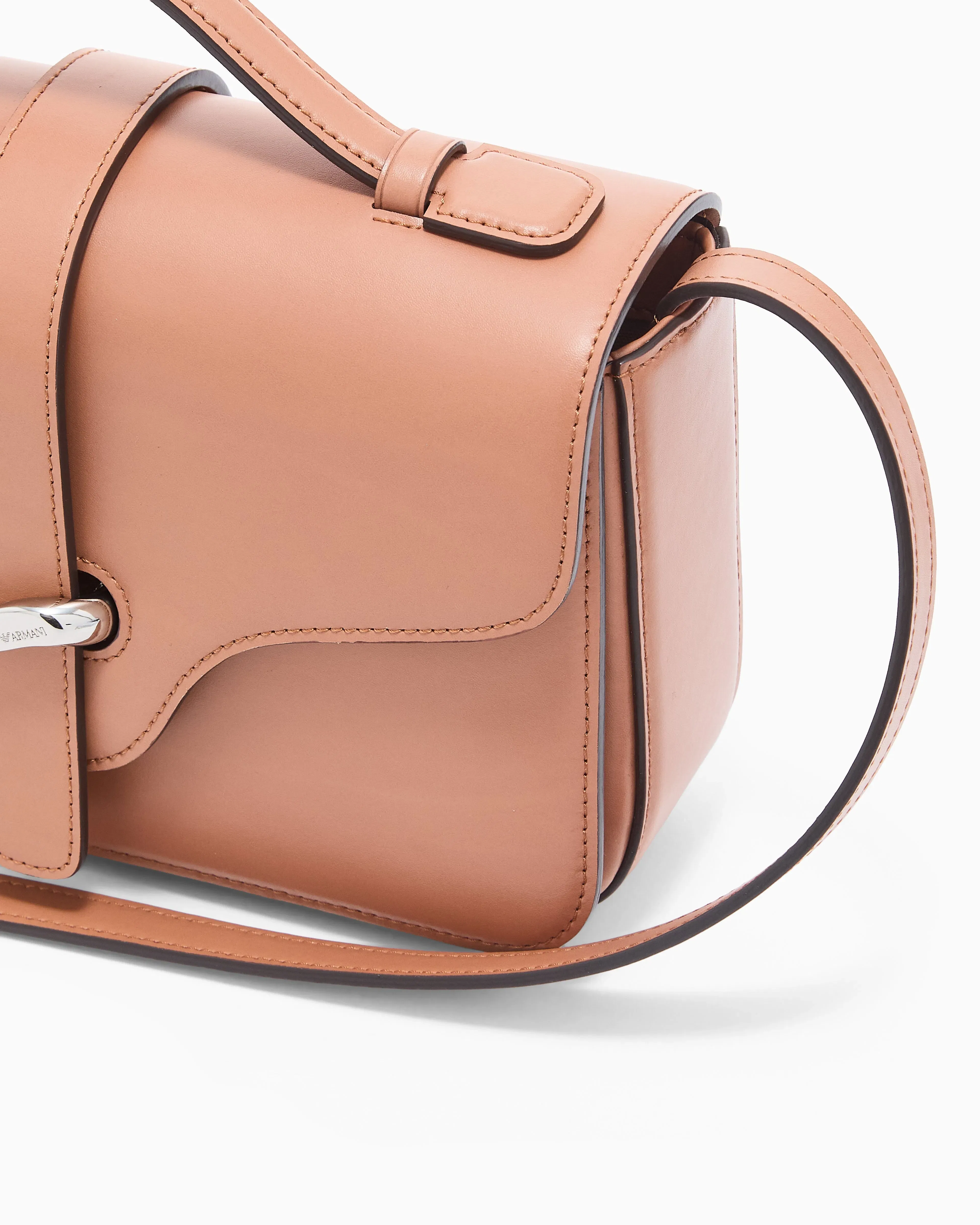 Emporio Armani Top handle bag in smooth leather with a metal clasp