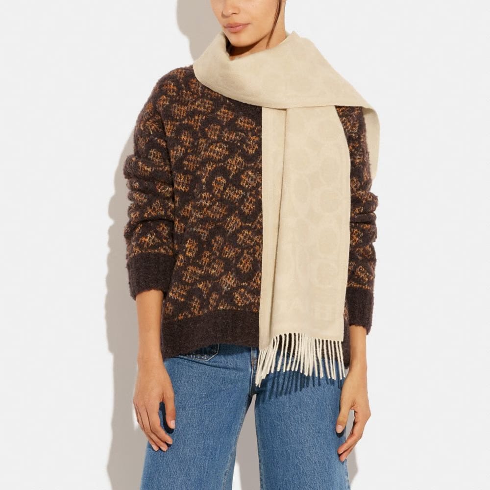Coach Reversible Signature Cashmere Muffler Chalk