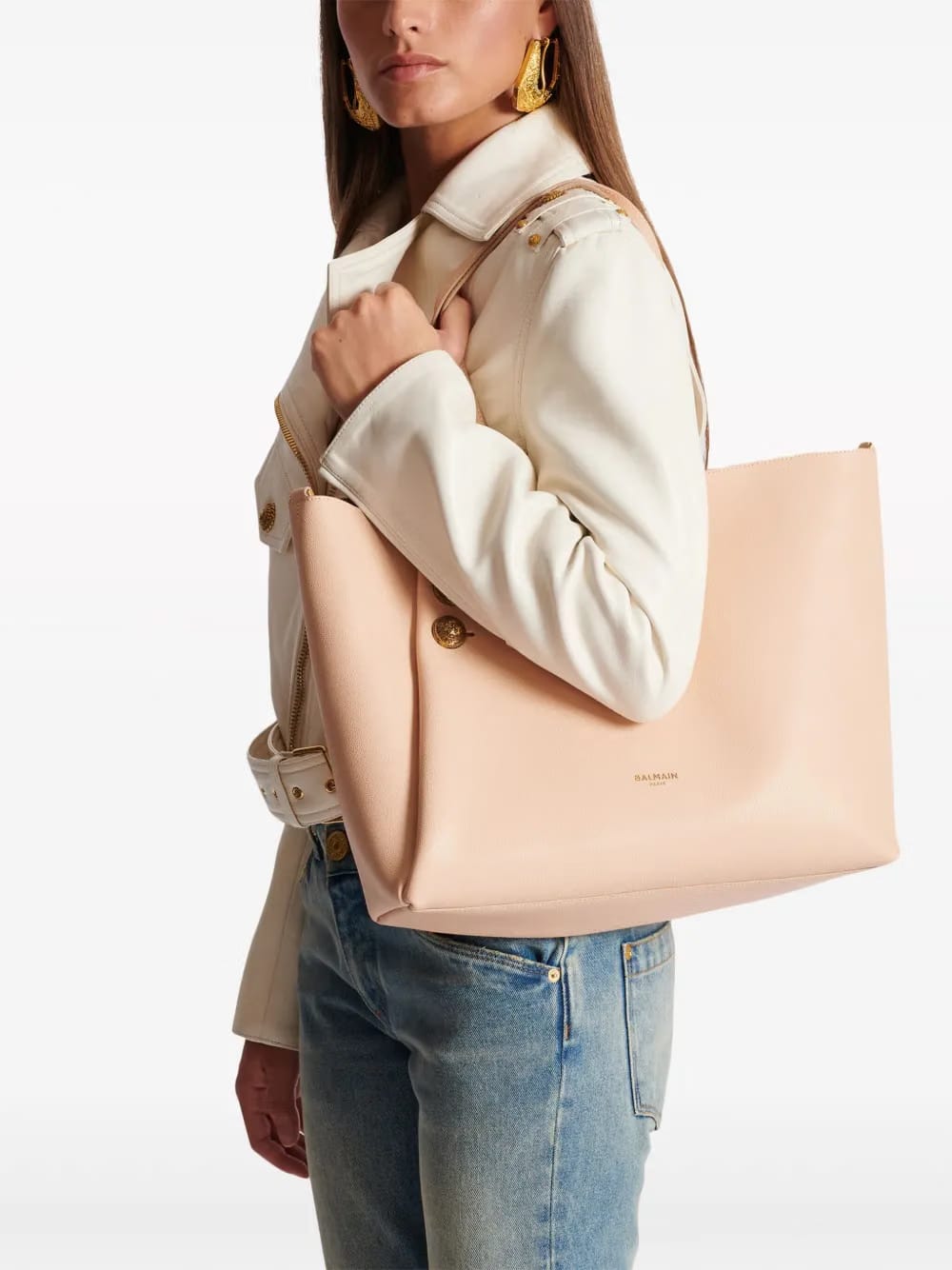 Embleme leather tote bag