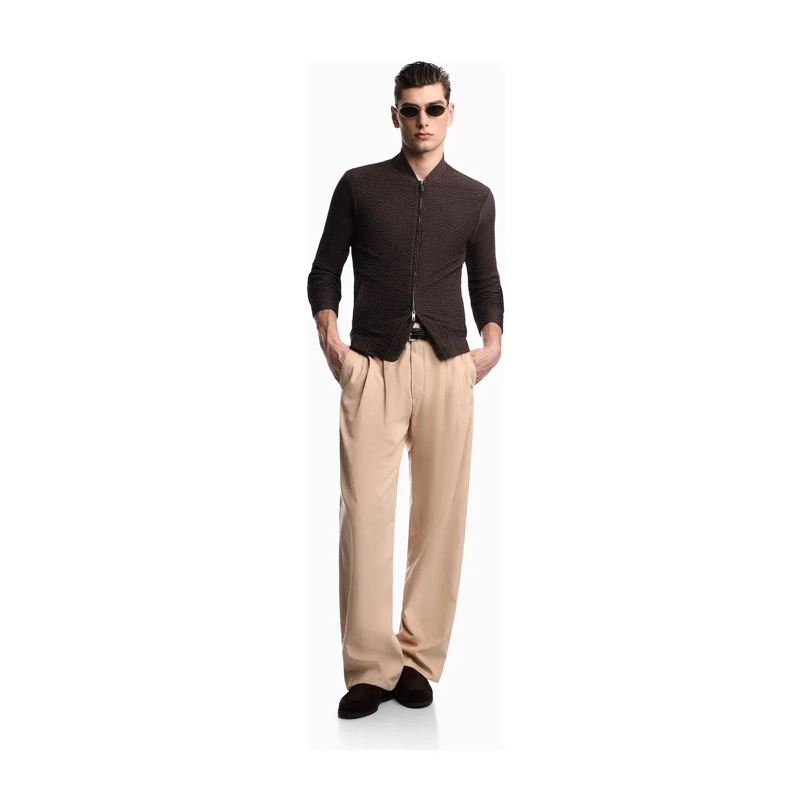 Emporio Armani Embossed two-way stretch jersey blouson