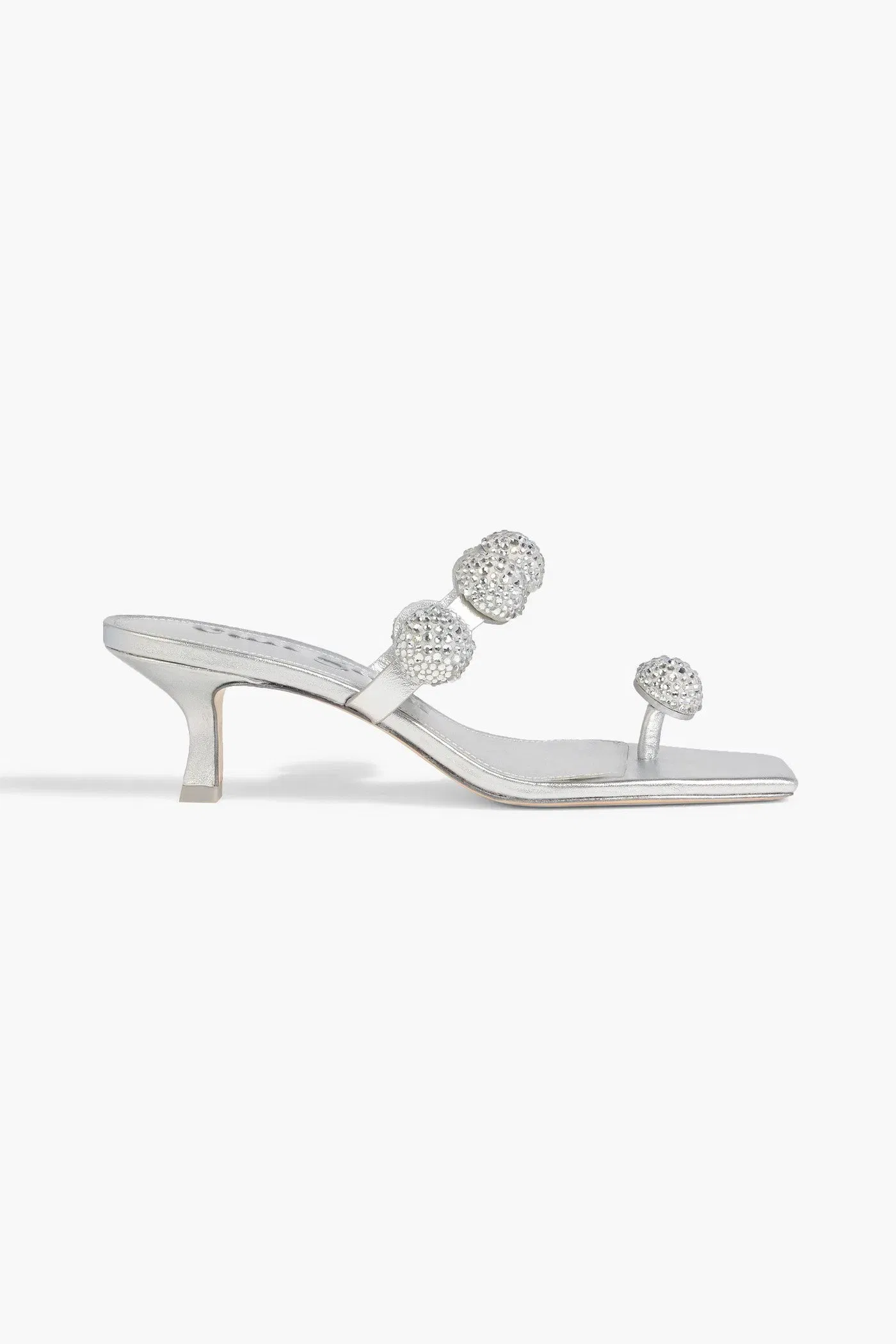 Cult Gaia Sarina Crystal-Embellished Metallic Leather And Suede Sandals Silver Women's