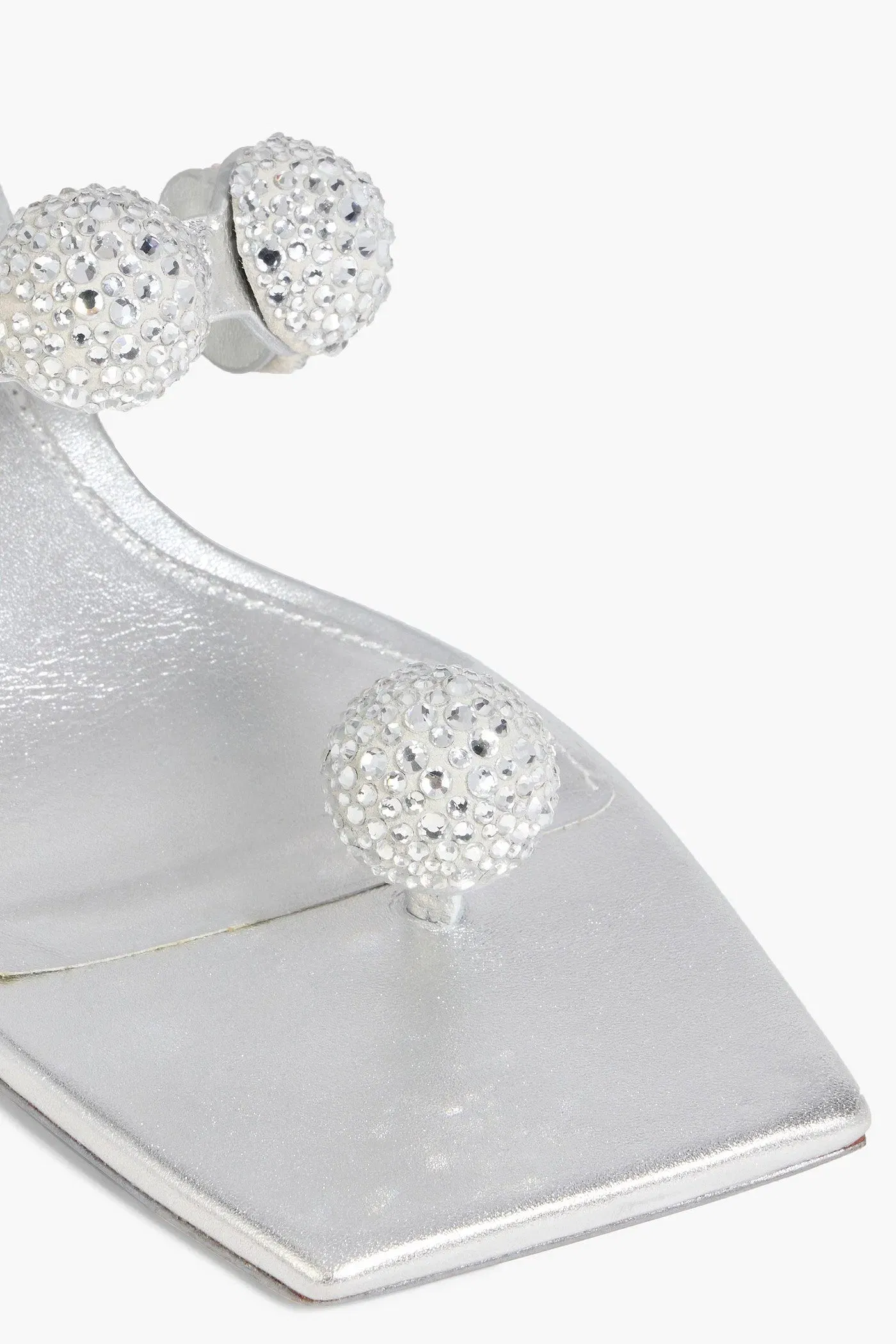 Cult Gaia Sarina Crystal-Embellished Metallic Leather And Suede Sandals Silver Women's