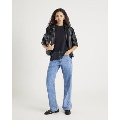 Black Short Sleeve Lace Hem T-shirt