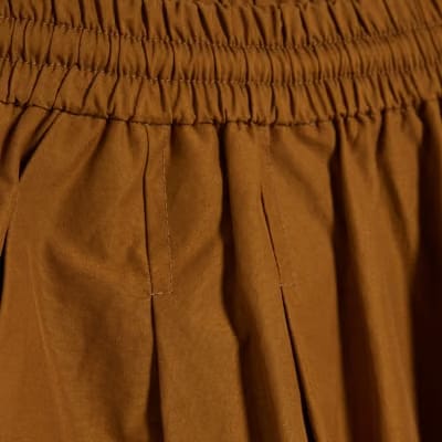 Brown Cotton Poplin Barrel Leg Trousers