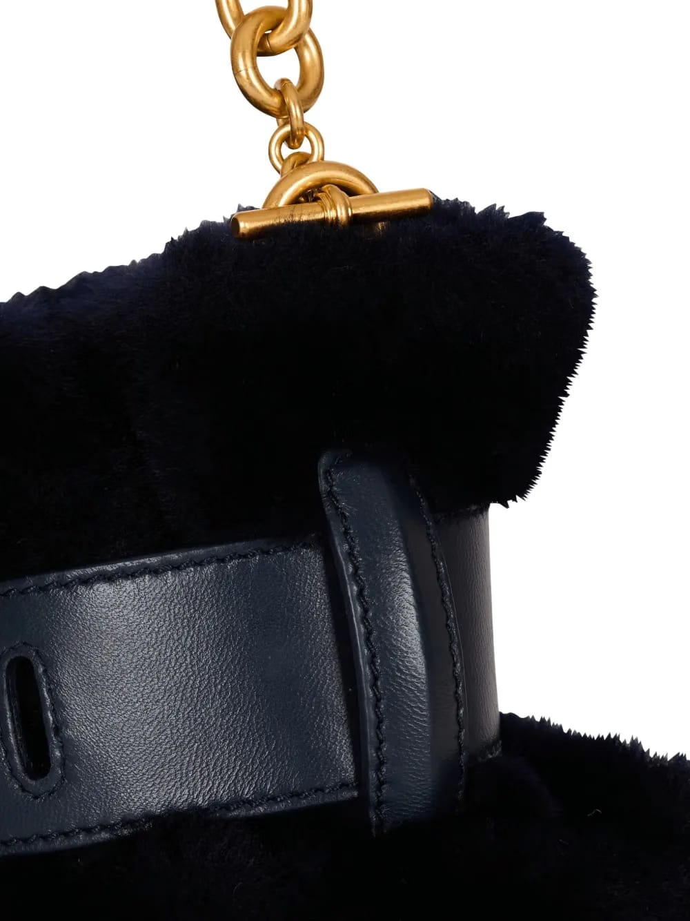 mini Anthem shearling buckle-detail clutch bag
