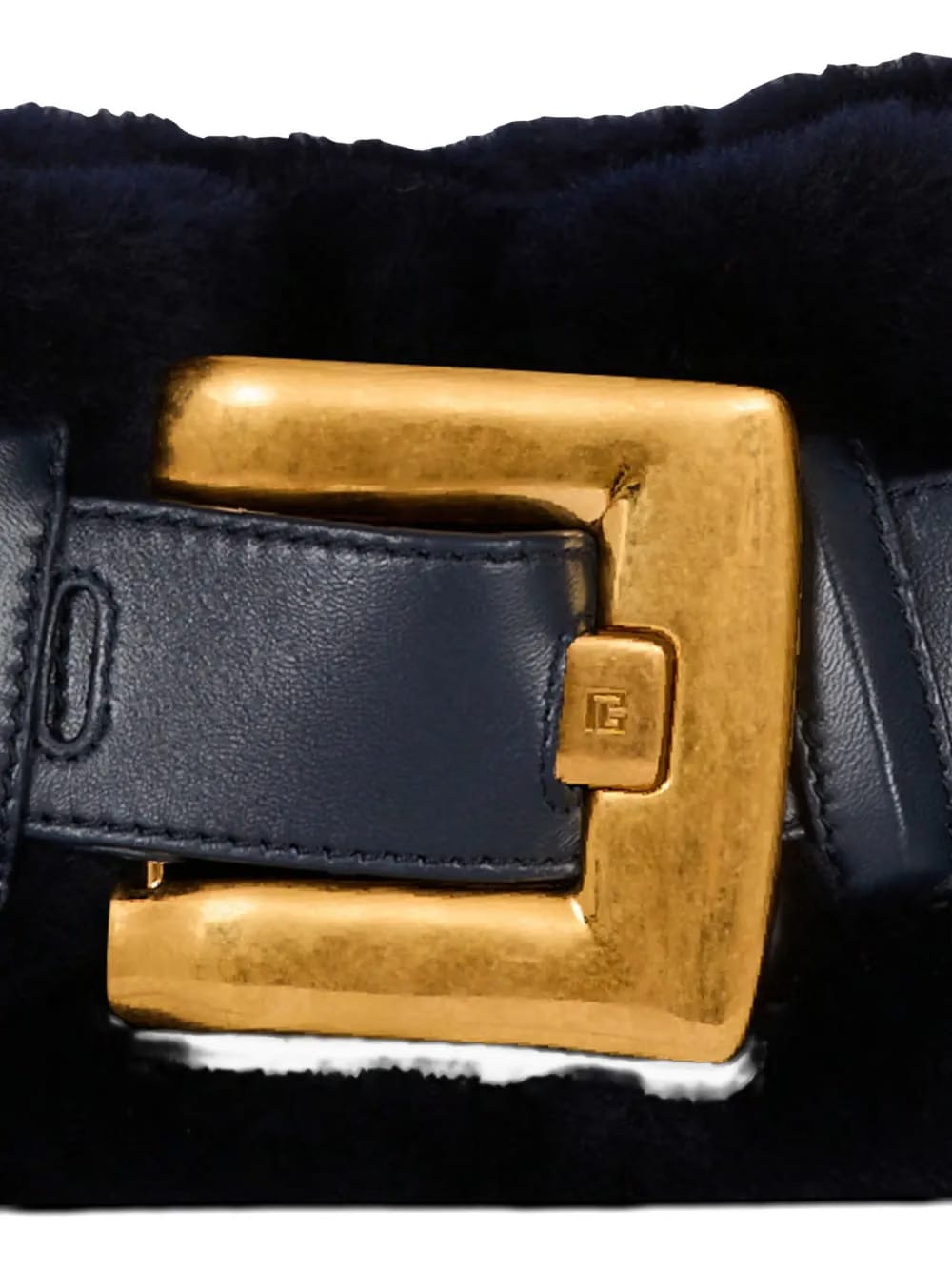 mini Anthem shearling buckle-detail clutch bag