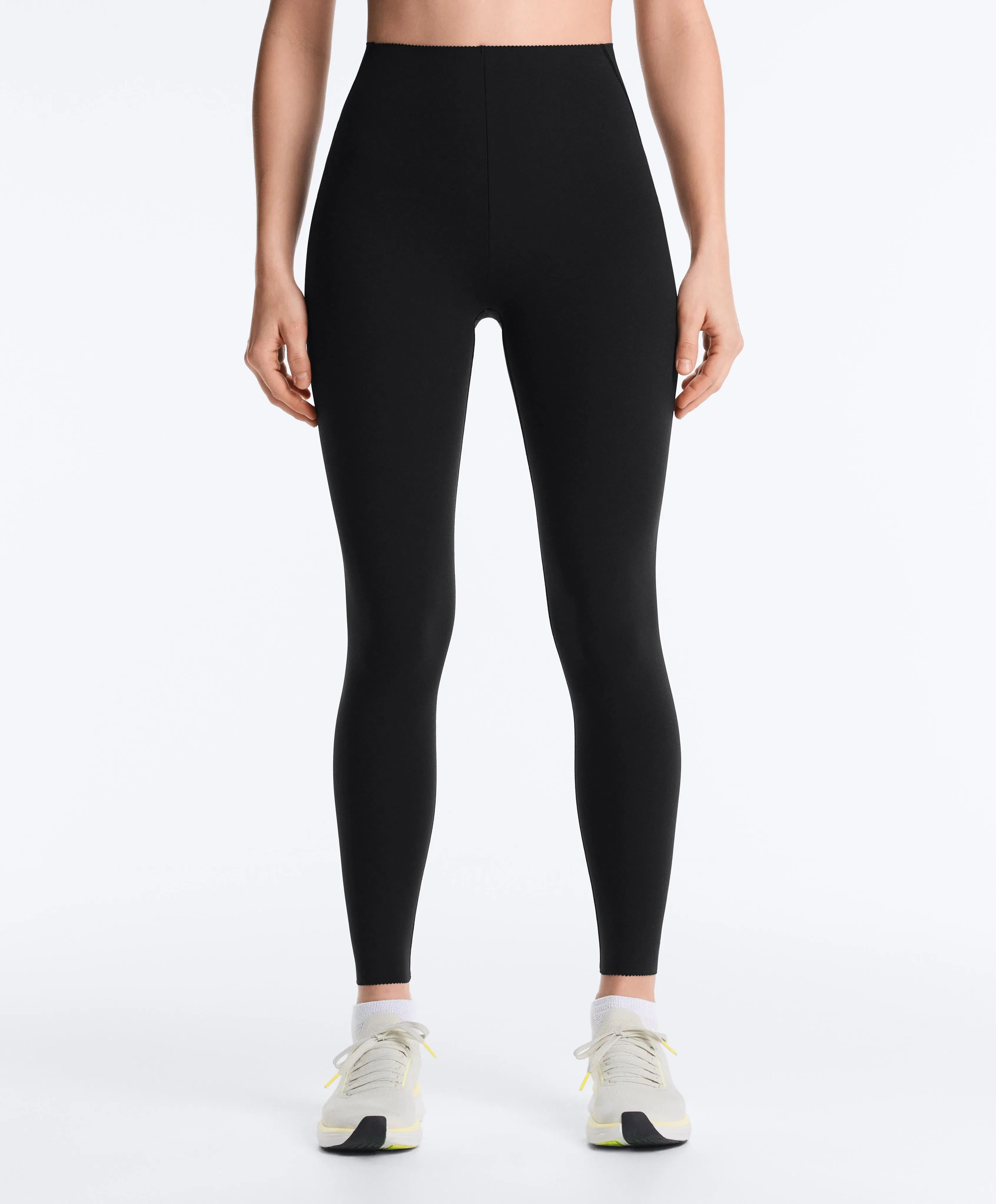 High-rise Compressive core-control ankle-length leggings