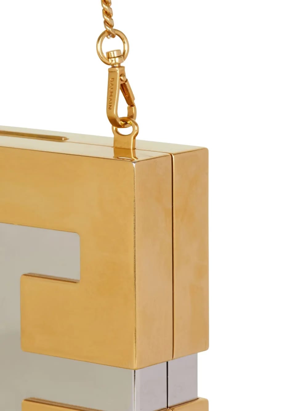 logo-plaque metal clutch bag