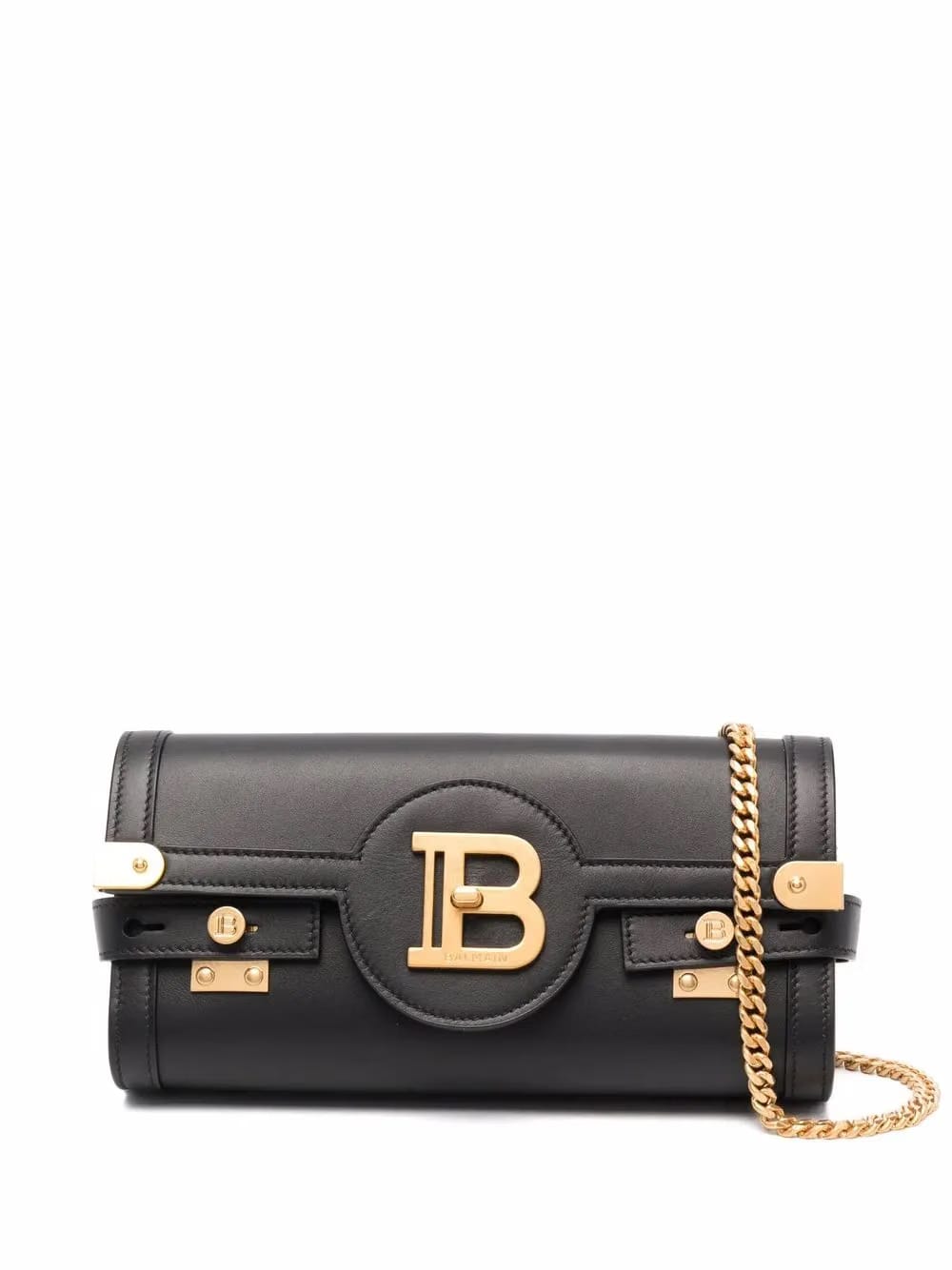 logo-clasp leather clutch