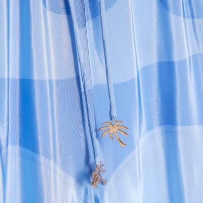 Blue Abstract Palm Print Trousers