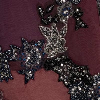 Purple Short Sleeve Embellished Mini Dress