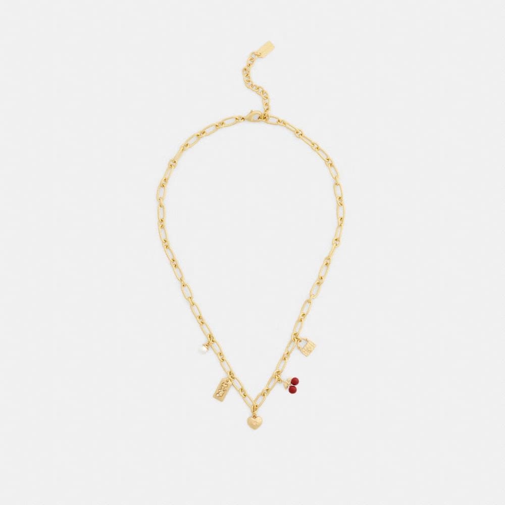 Cherry And Heart Charm Necklace