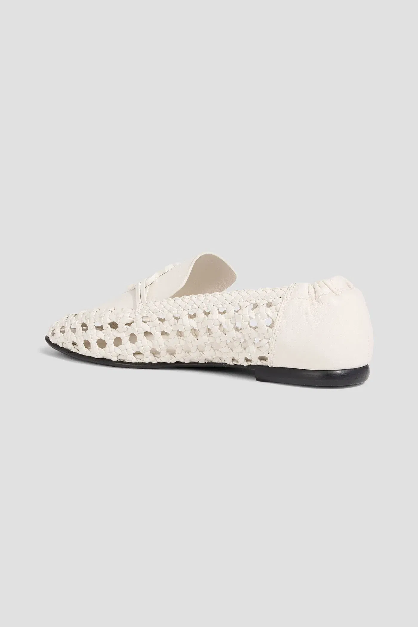Simkhai Dion Embellished Woven Leather Loafers Off-White Women's