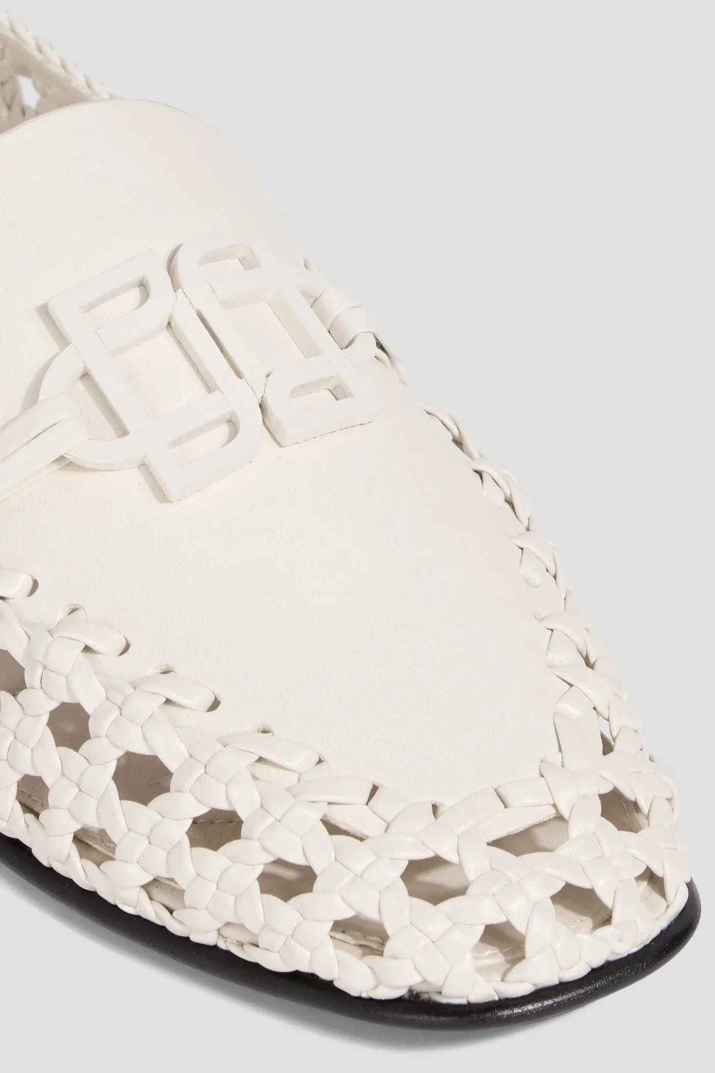 Simkhai Dion Embellished Woven Leather Loafers Off-White Women's