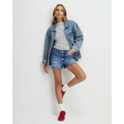 Blue Denim Ripped Shorts