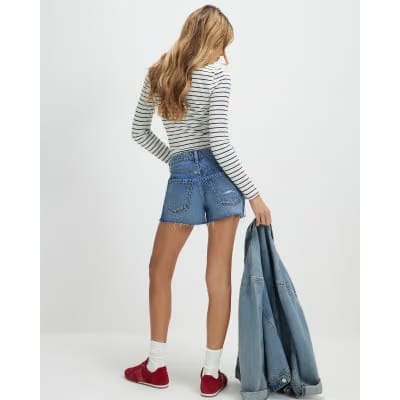 Blue Denim Ripped Shorts