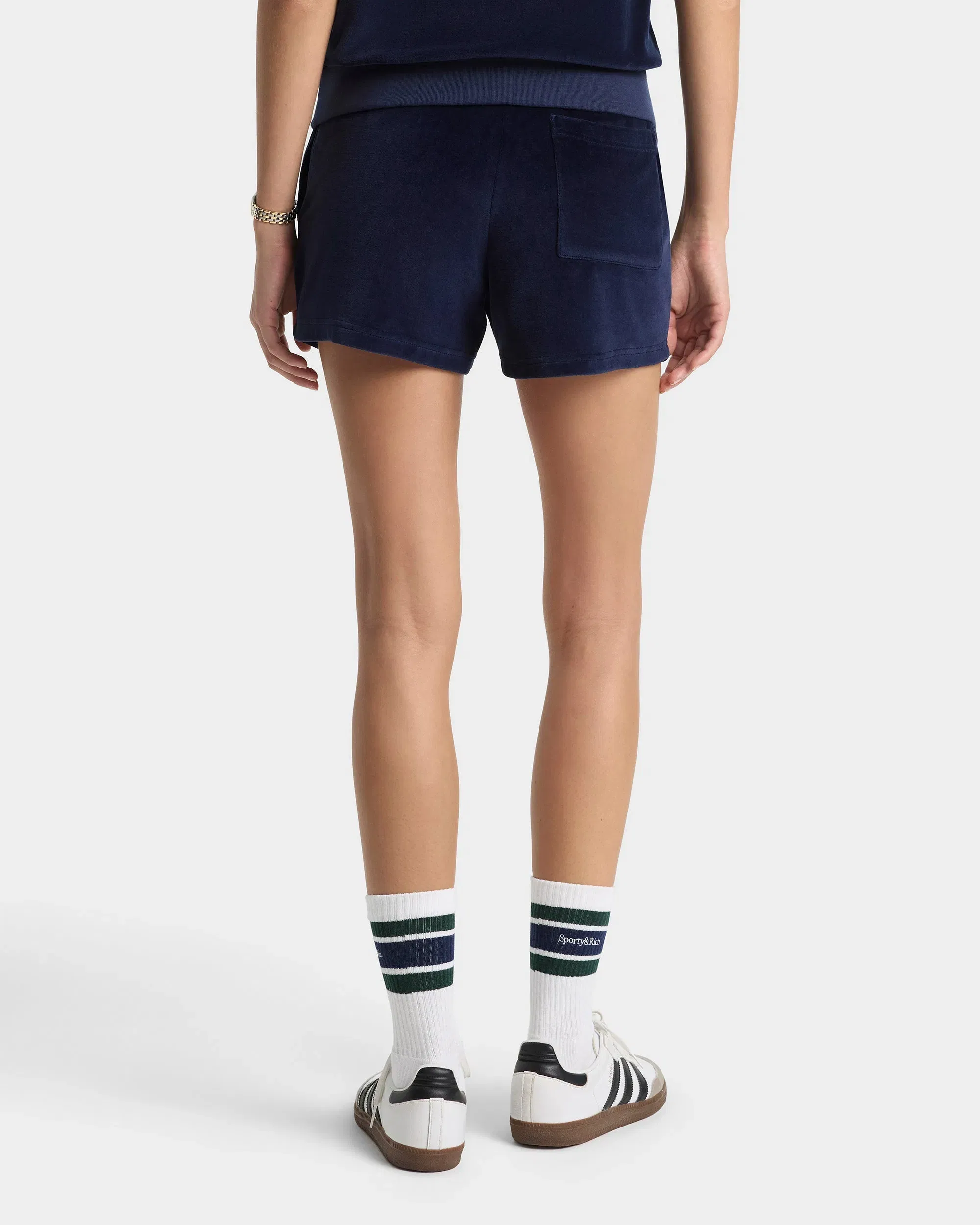 Crown Tennis Velour Short - Navy/Ecru