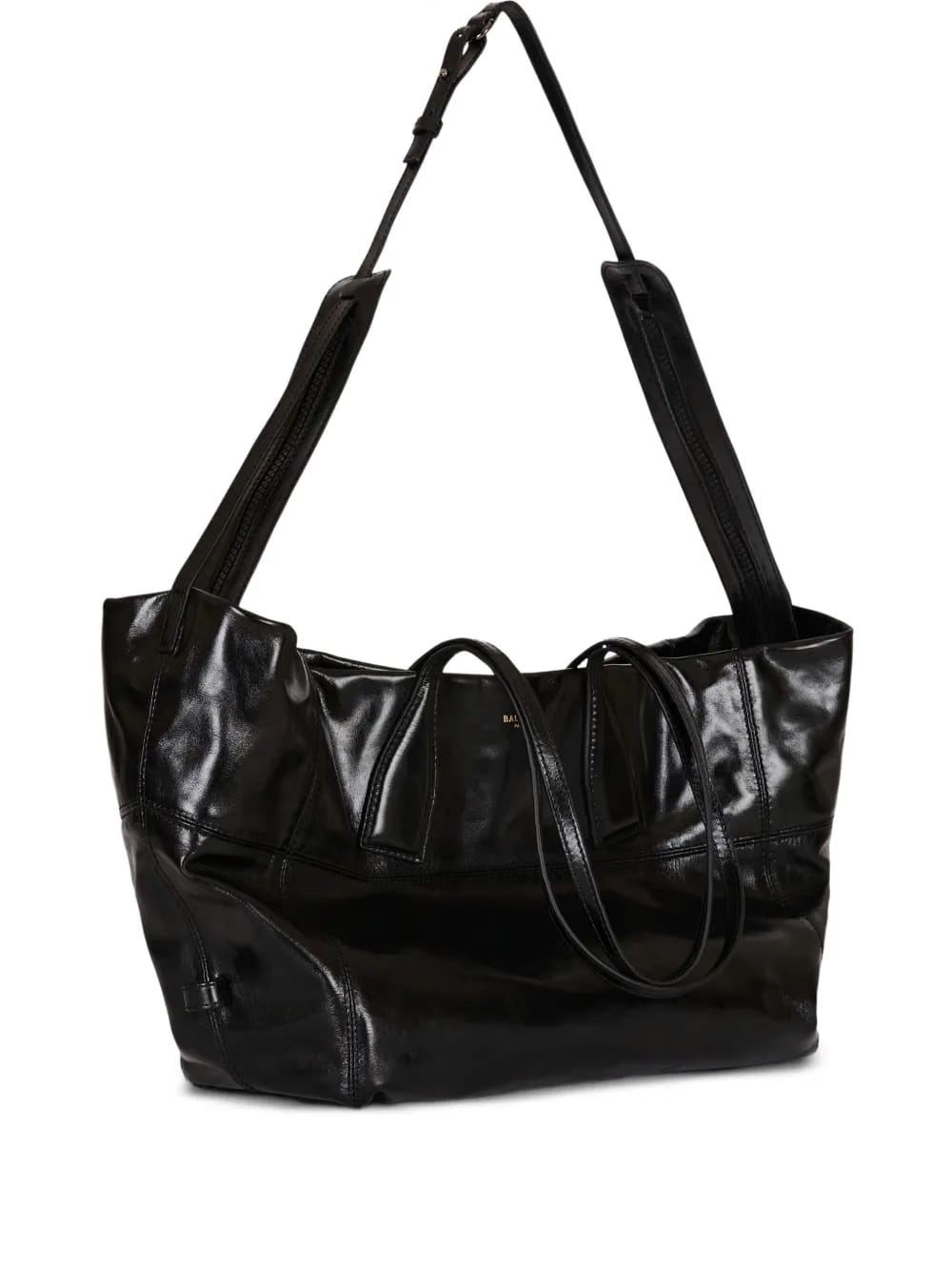 zip-detail leather tote bag