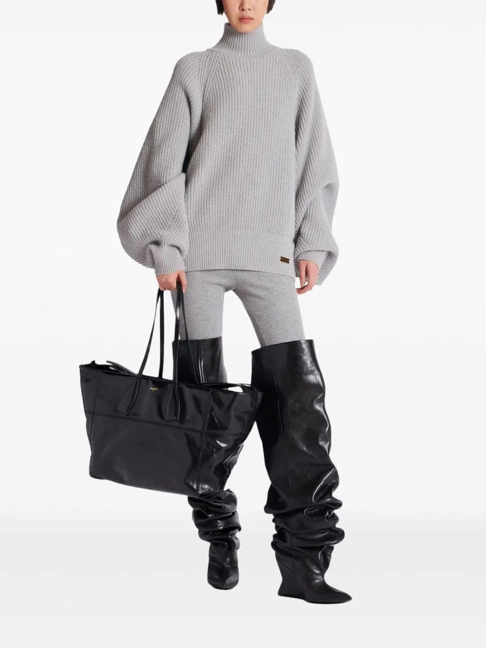 zip-detail leather tote bag