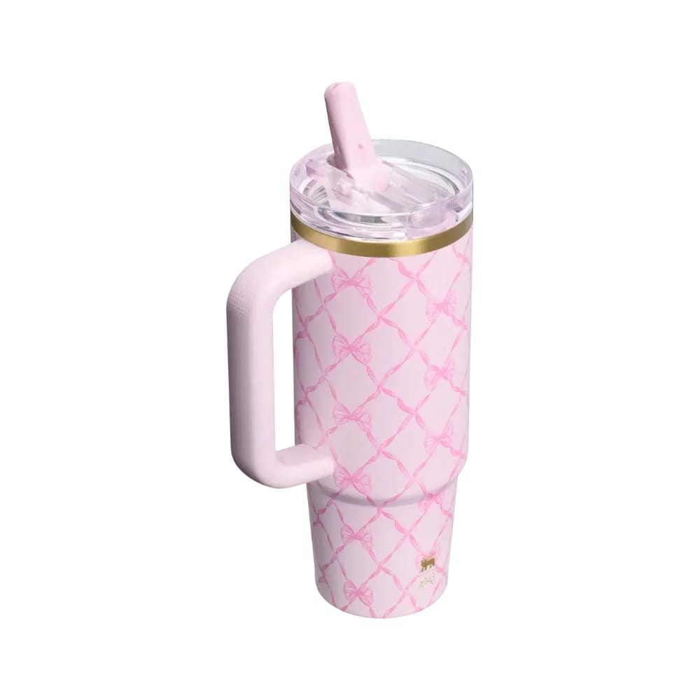 Stanley 1913 x LoveShackFancy Holiday The Quencher Details ProTour Tumbler Set 2-pack Baby Bow Pink Peppermint