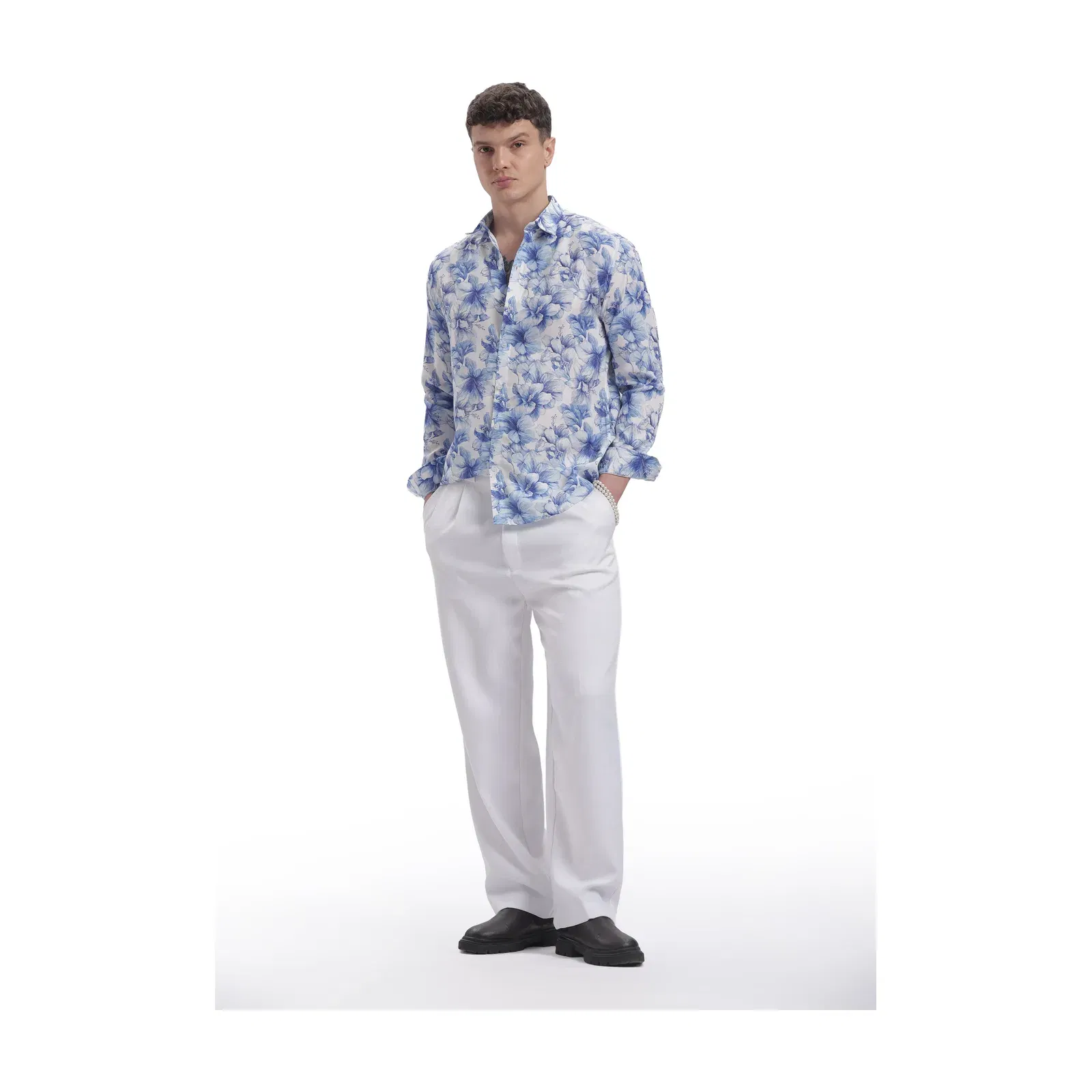 I'MHERE Essentials Blue Micron floral full sleeve shirt
