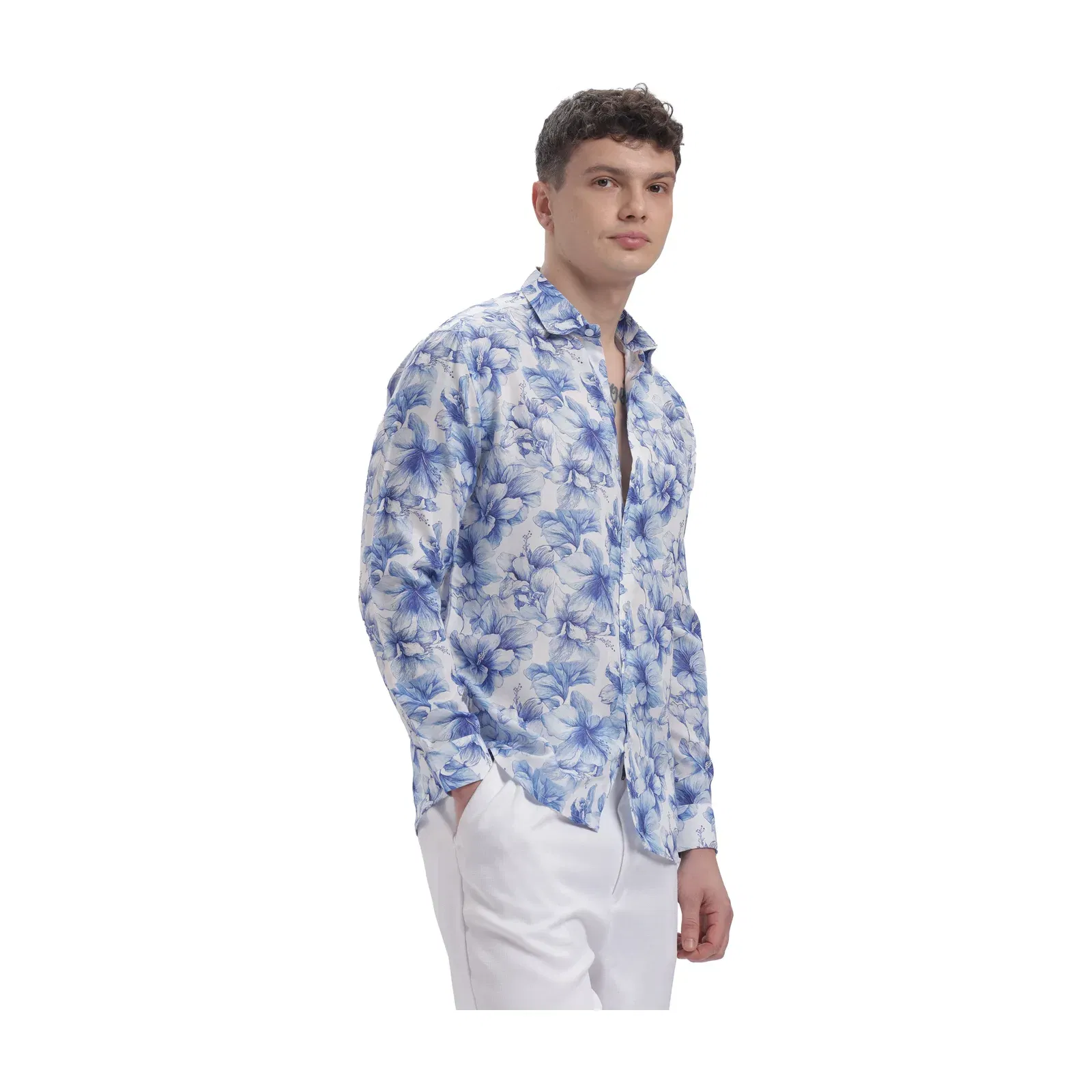I'MHERE Essentials Blue Micron floral full sleeve shirt