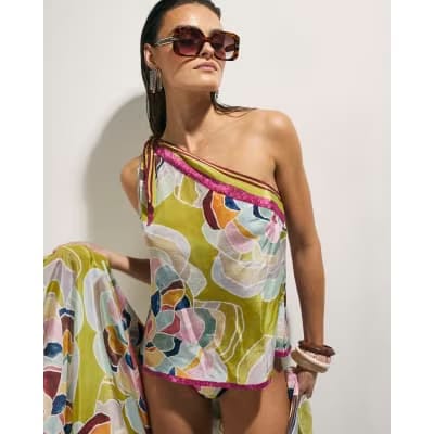 Yellow Floral One Shoulder Top