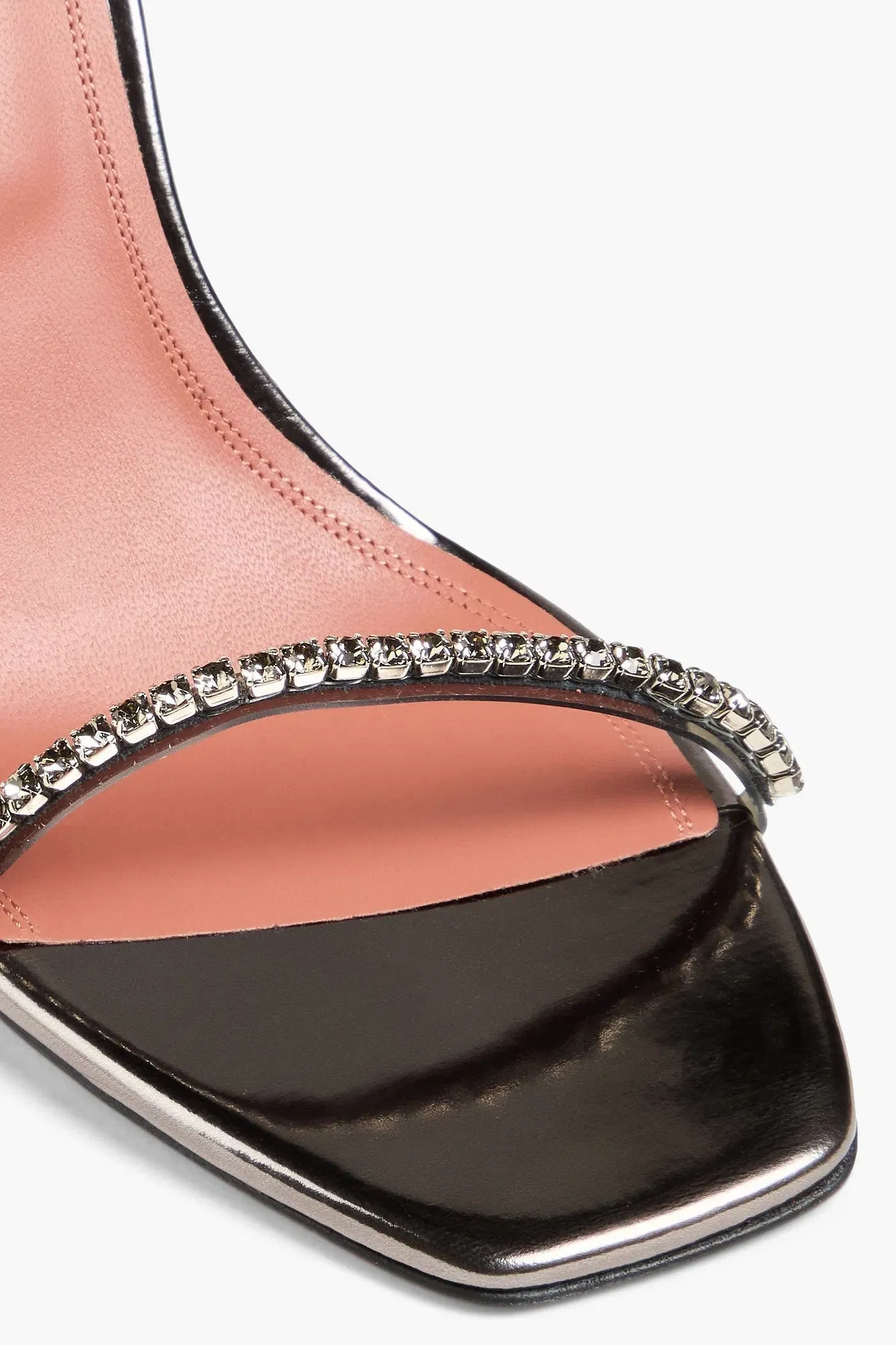 Amina Muaddi Gilda Glass Crystal-Embellished Pvc And Mirrored-Leather Mules Gunmetal Women's