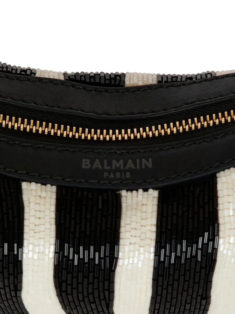 zebra-striped beaded shoulder bag
