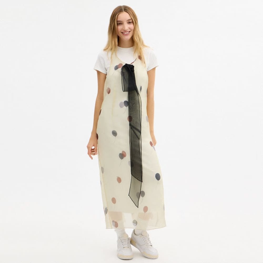 Printed Organza Balloon Dress