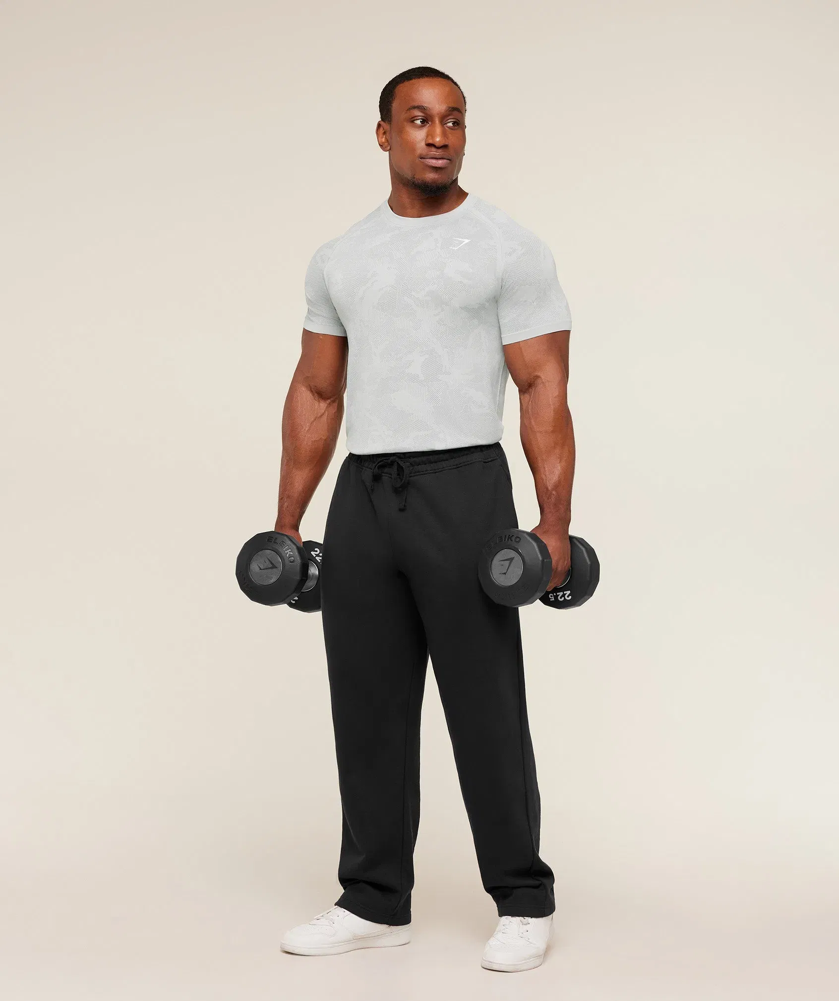 Gymshark Geo Seamless T-Shirt - Light Grey/Smokey Grey
